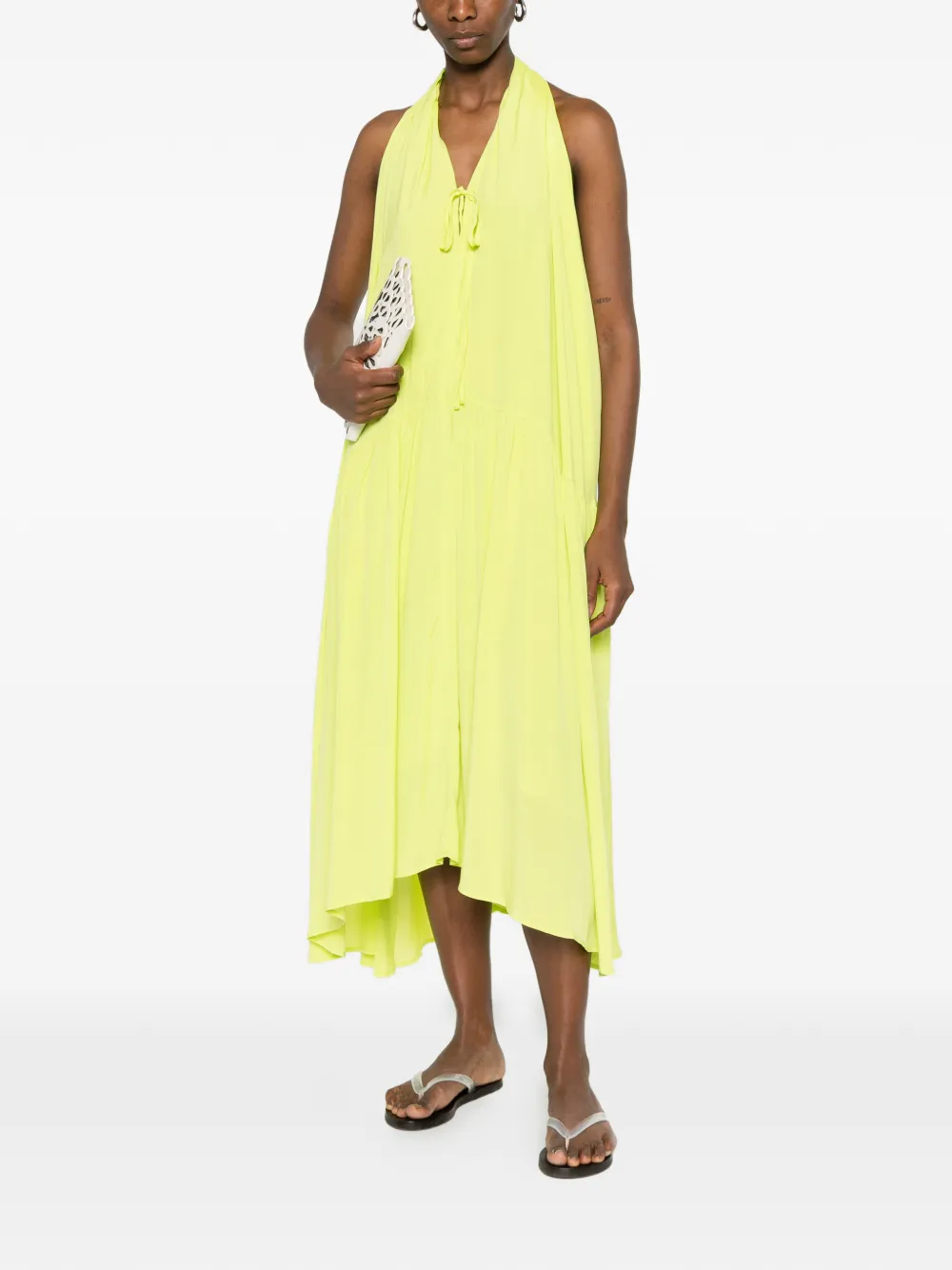 Tie-Detail Halterneck Dress