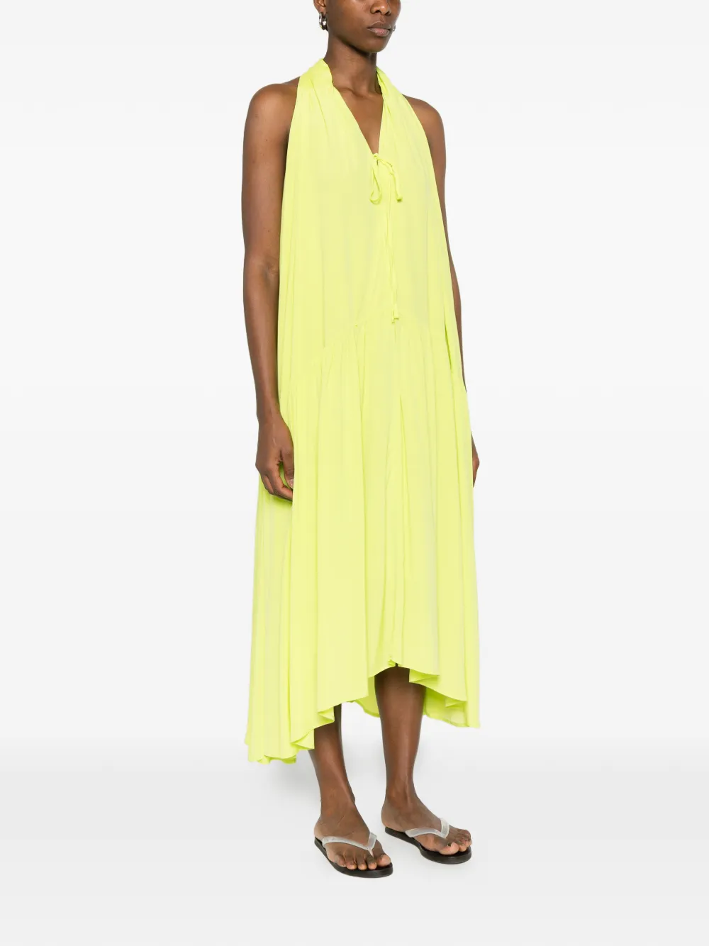 Tie-Detail Halterneck Dress