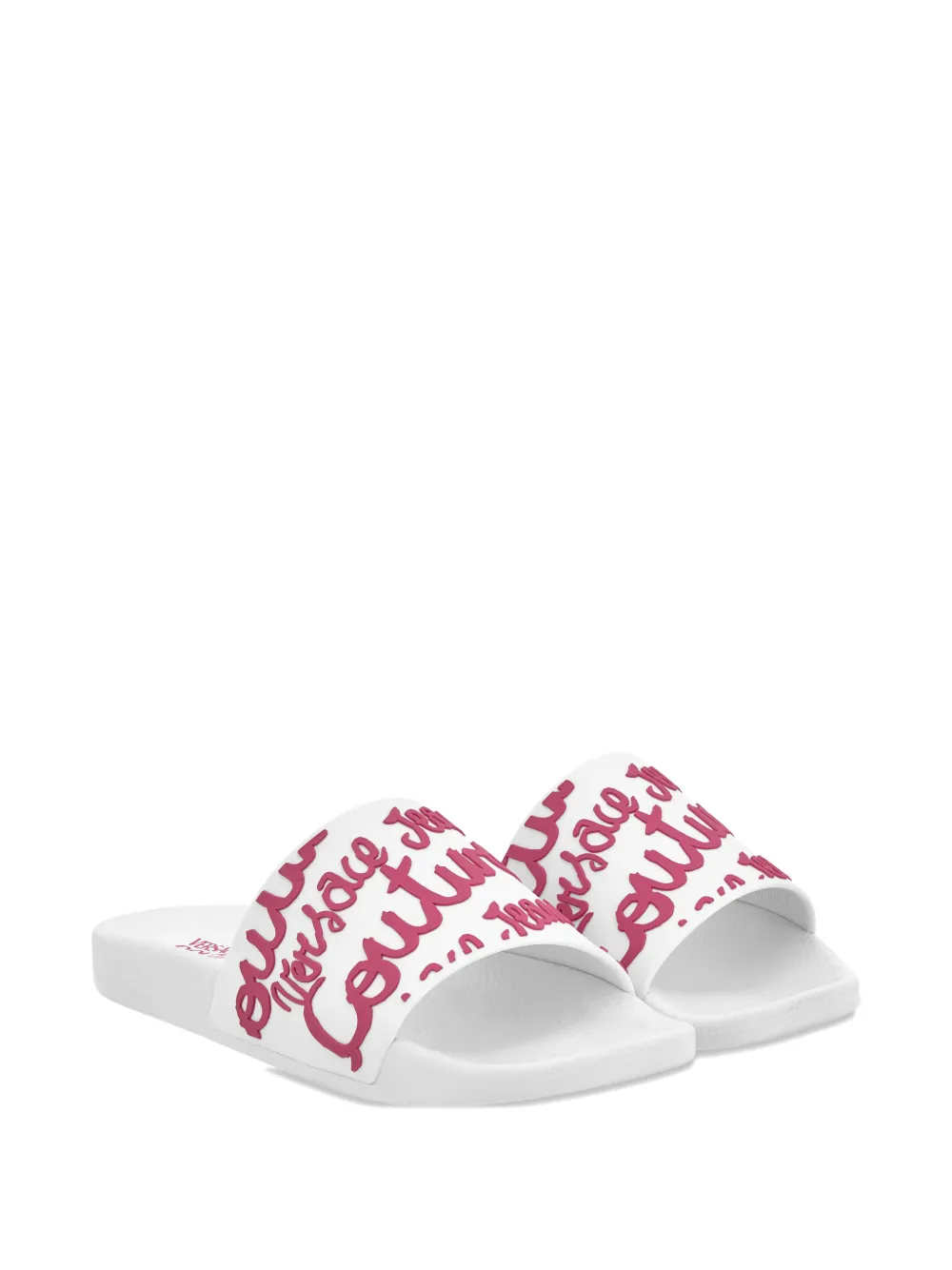 Versace Jeans Couture rubberized-logo slides Wit