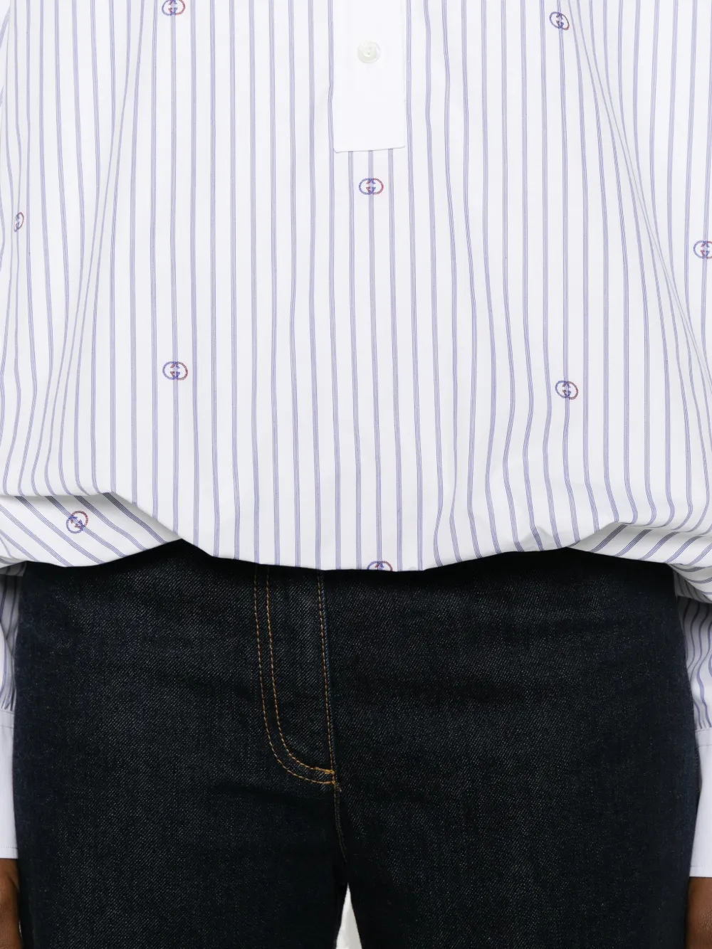 Gucci Gestreepte blouse met geborduurd GG-logo Wit