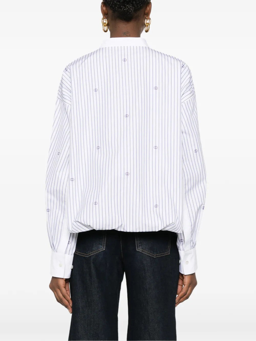 Gucci Gestreepte blouse met geborduurd GG-logo Wit