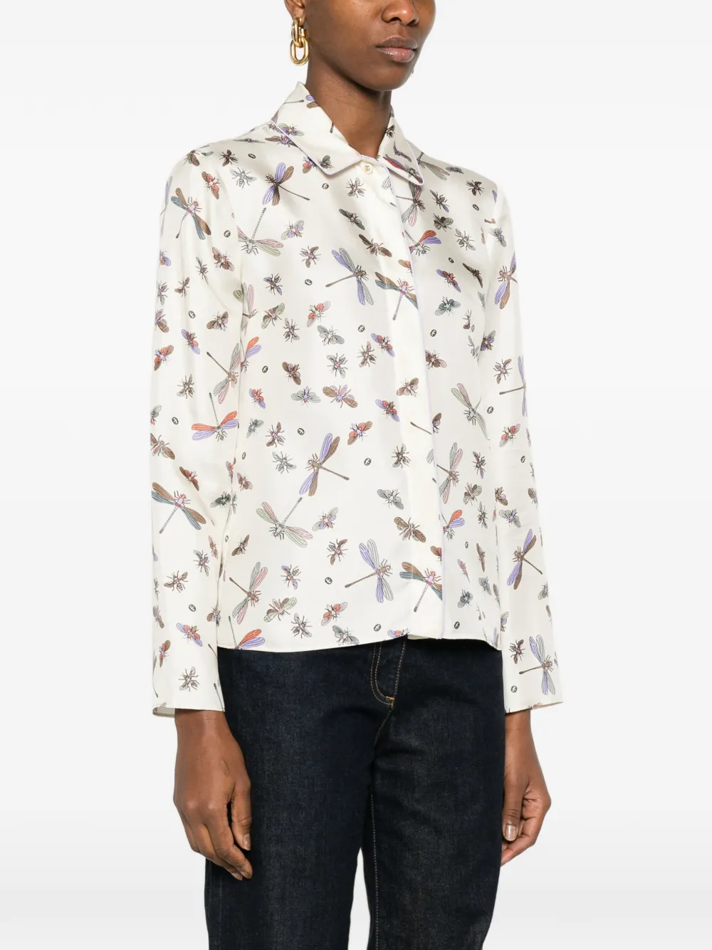  Gucci Dragonfly-print Shirt - Neutrals 