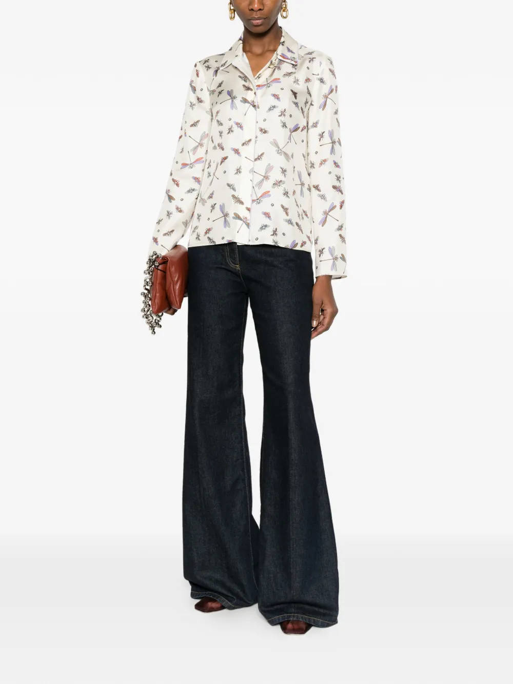  Gucci Dragonfly-print Shirt - Neutrals 