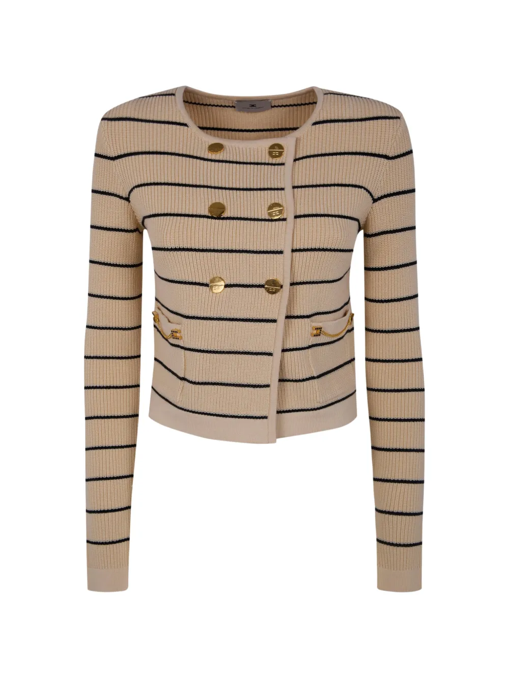 Elisabetta Franchi striped button-fastening cardigan - Toni neutri