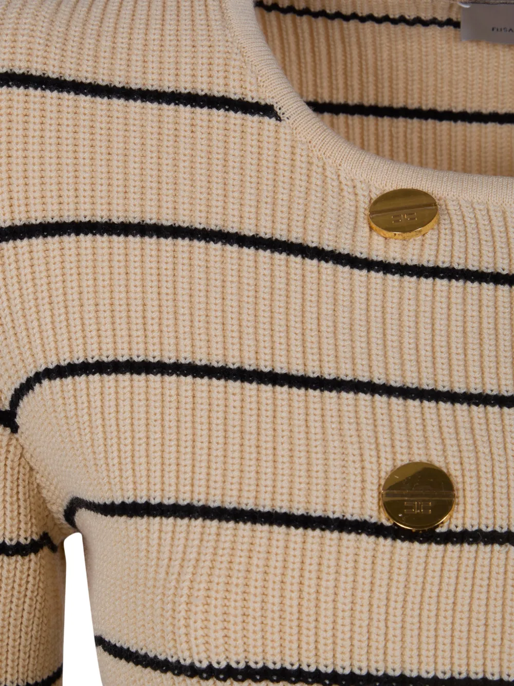 Elisabetta Franchi Gestreept vest met knoopsluiting Beige