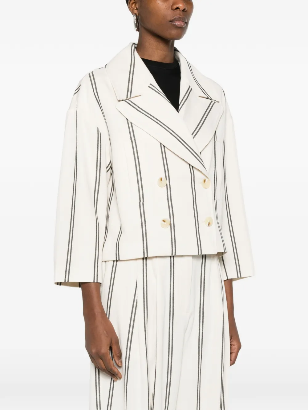  Psophia Stripe-pattern Double-breasted Jacket - Neutrals 