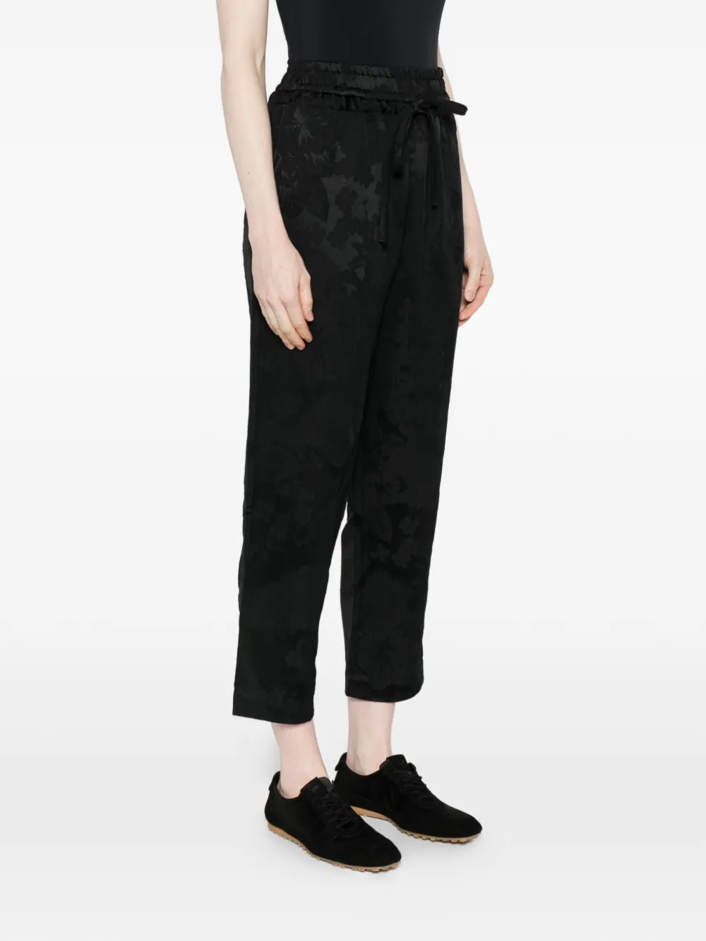 floral-print drawstring trousers