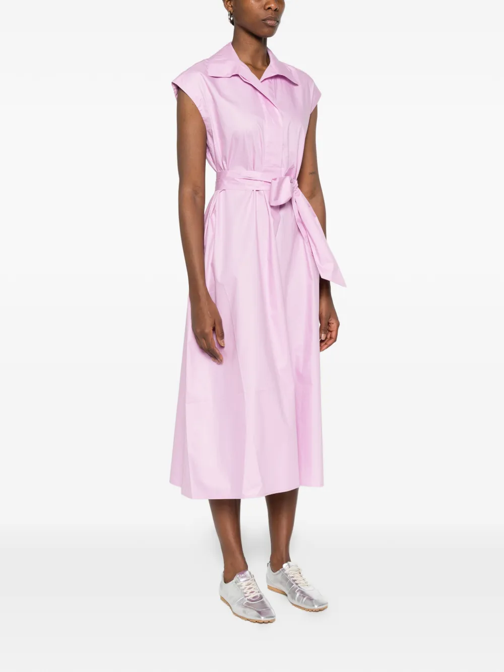  Psophia Belt-fastening Midi Dress - Pink 
