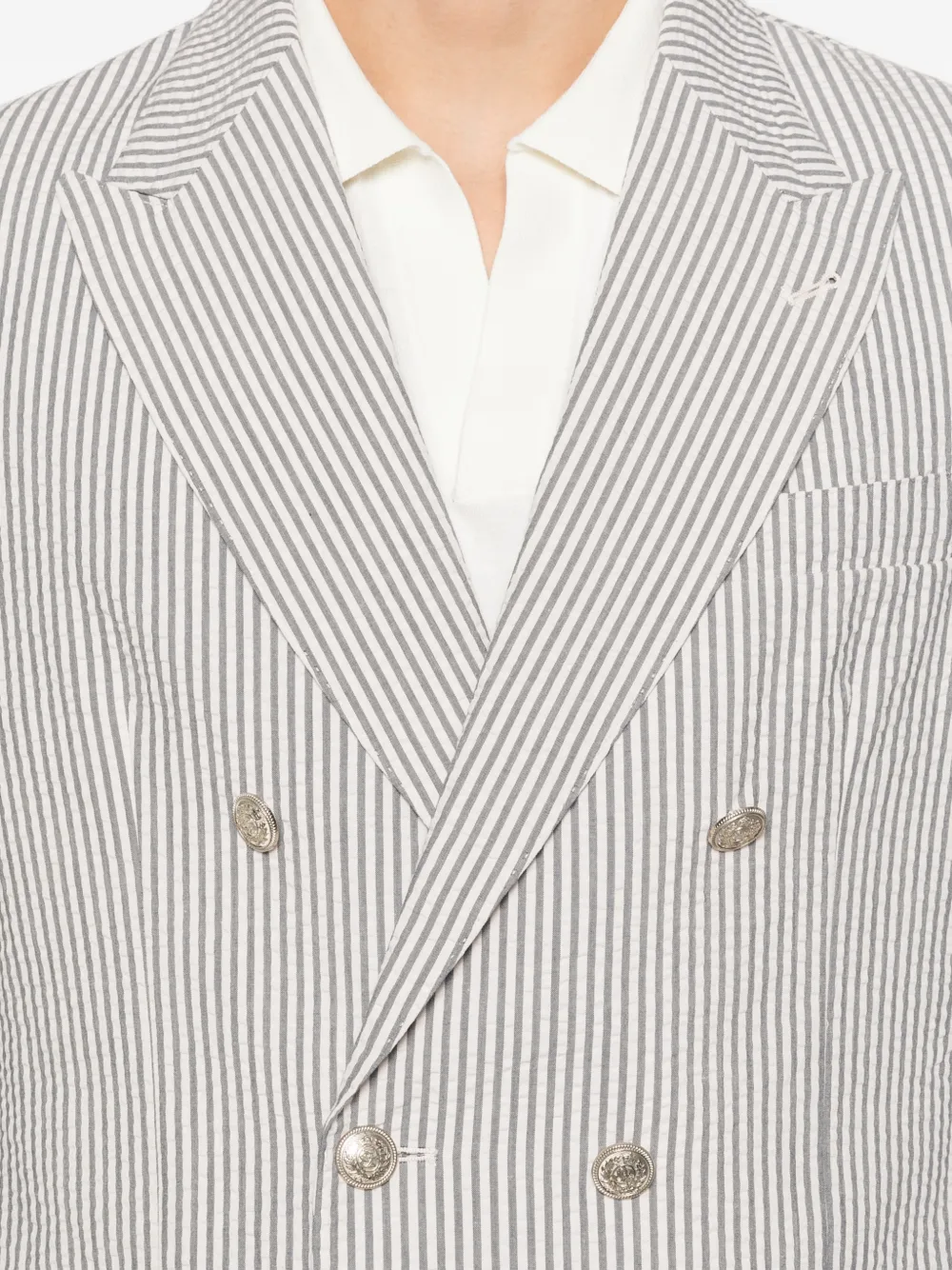 Eleventy Gestreepte blazer met dubbele rij knopen Blauw