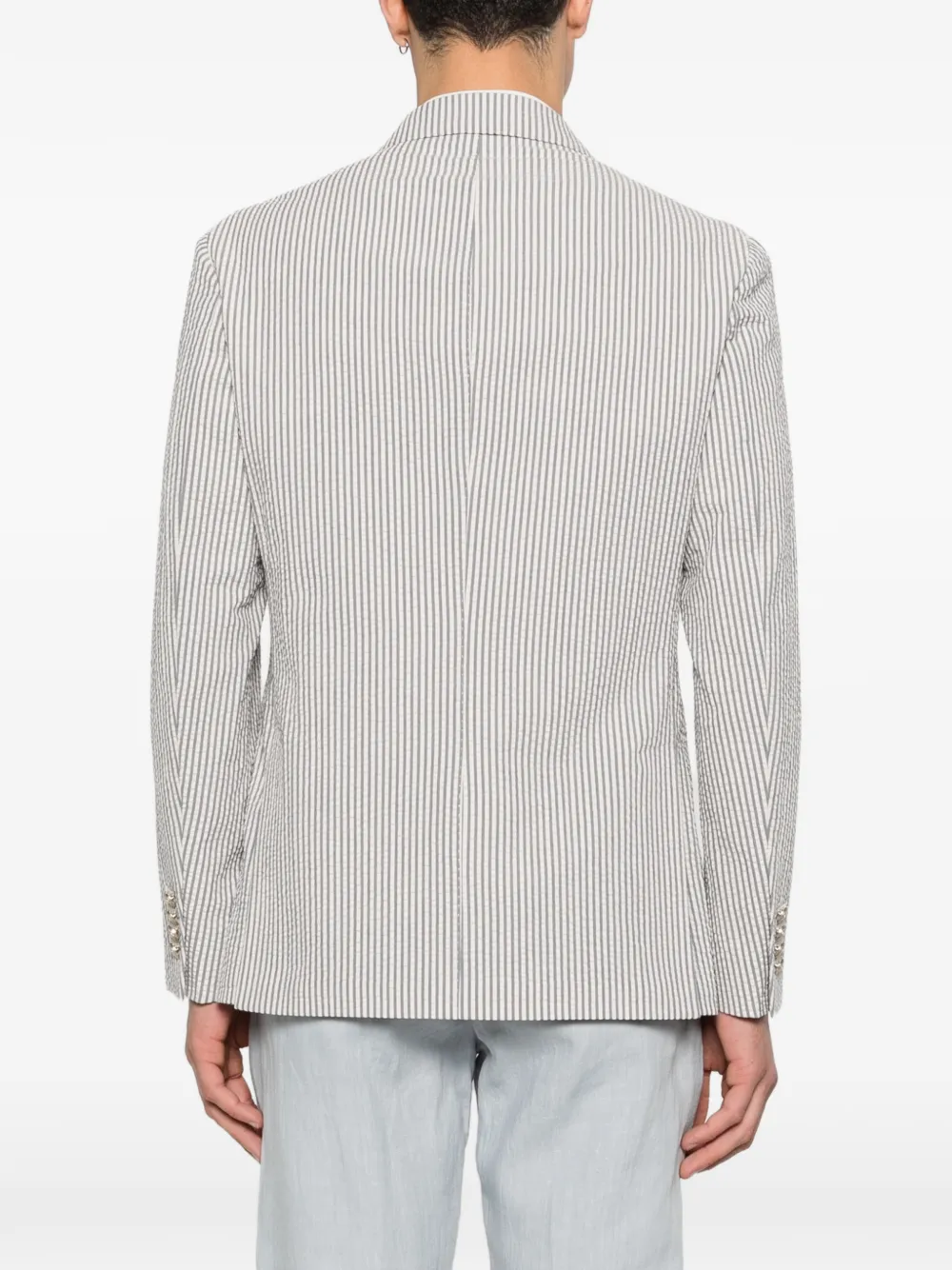 Eleventy Gestreepte blazer met dubbele rij knopen Blauw