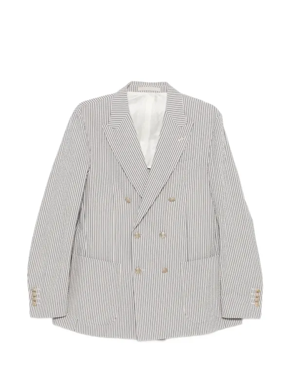 Eleventy Striped Double-breasted Blazer in Blue