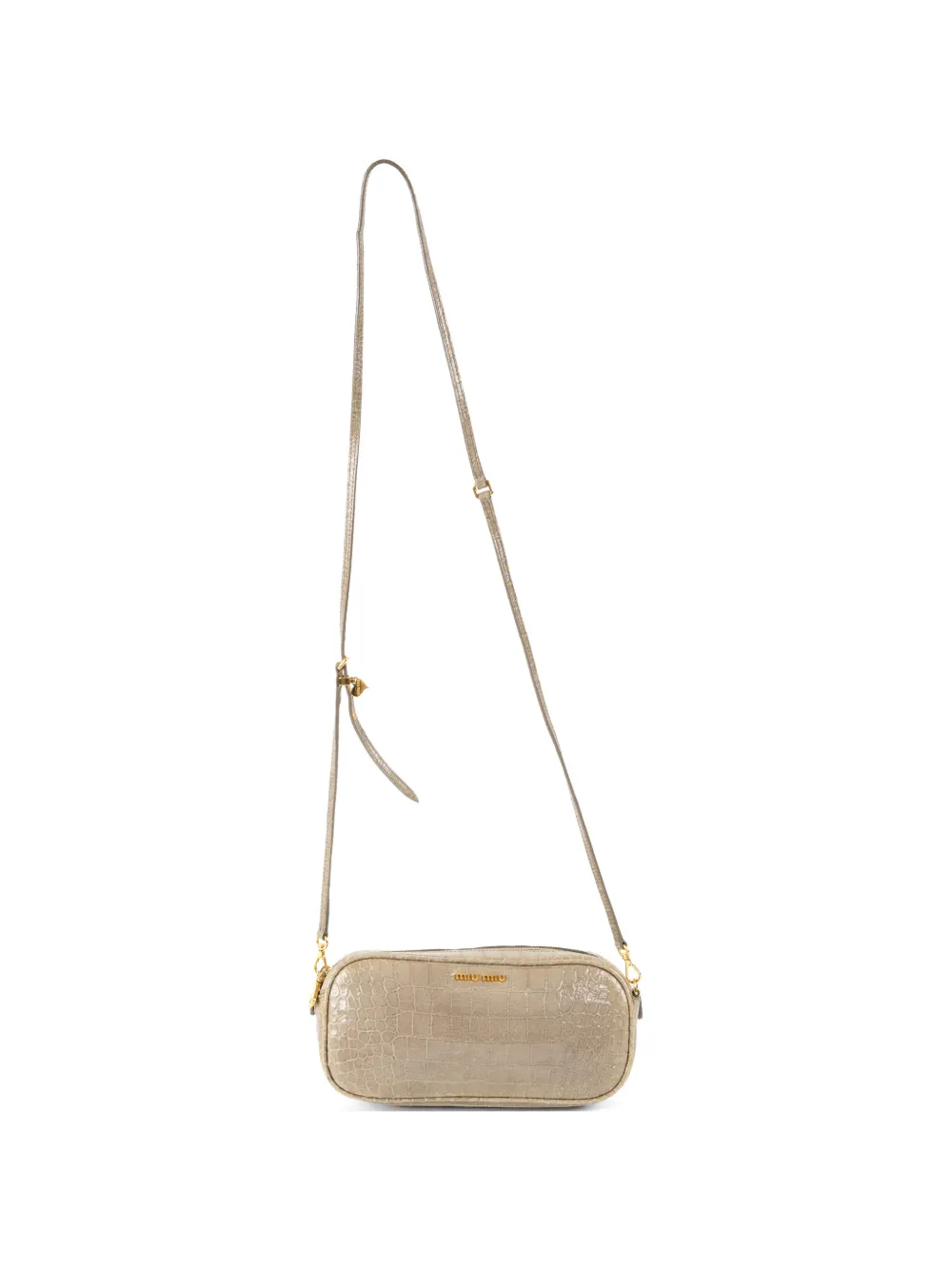 Pre-owned Miu Miu 2000s Leather Shoulder Bag In Neutral