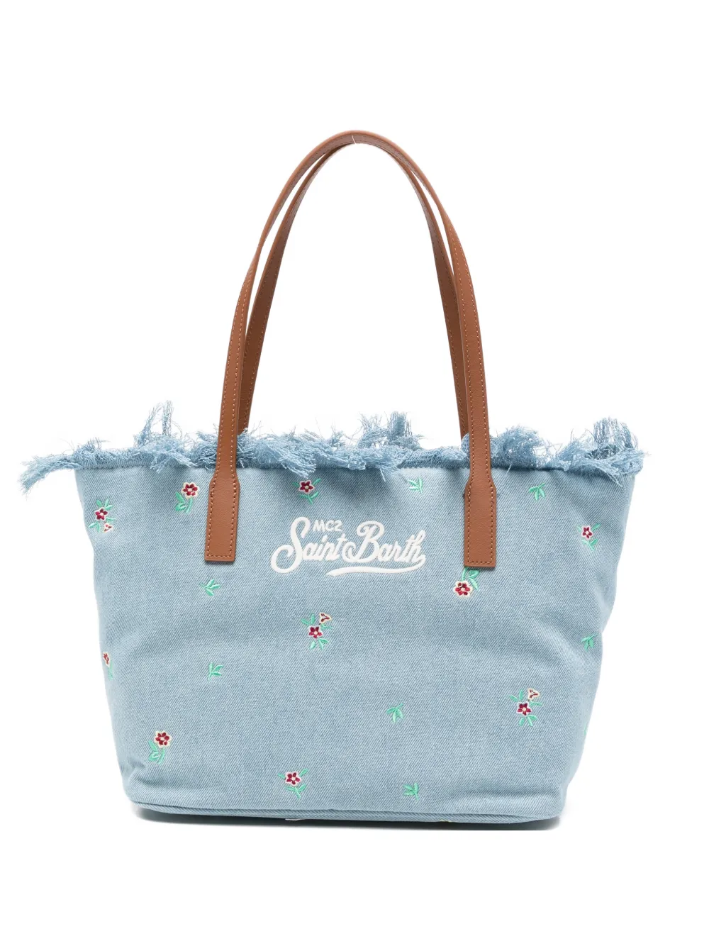 MC2 Saint Barth medium City floral-embroidered tote bag - Blu