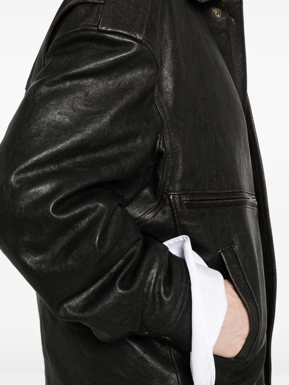 Saint Laurent Leren jack Zwart