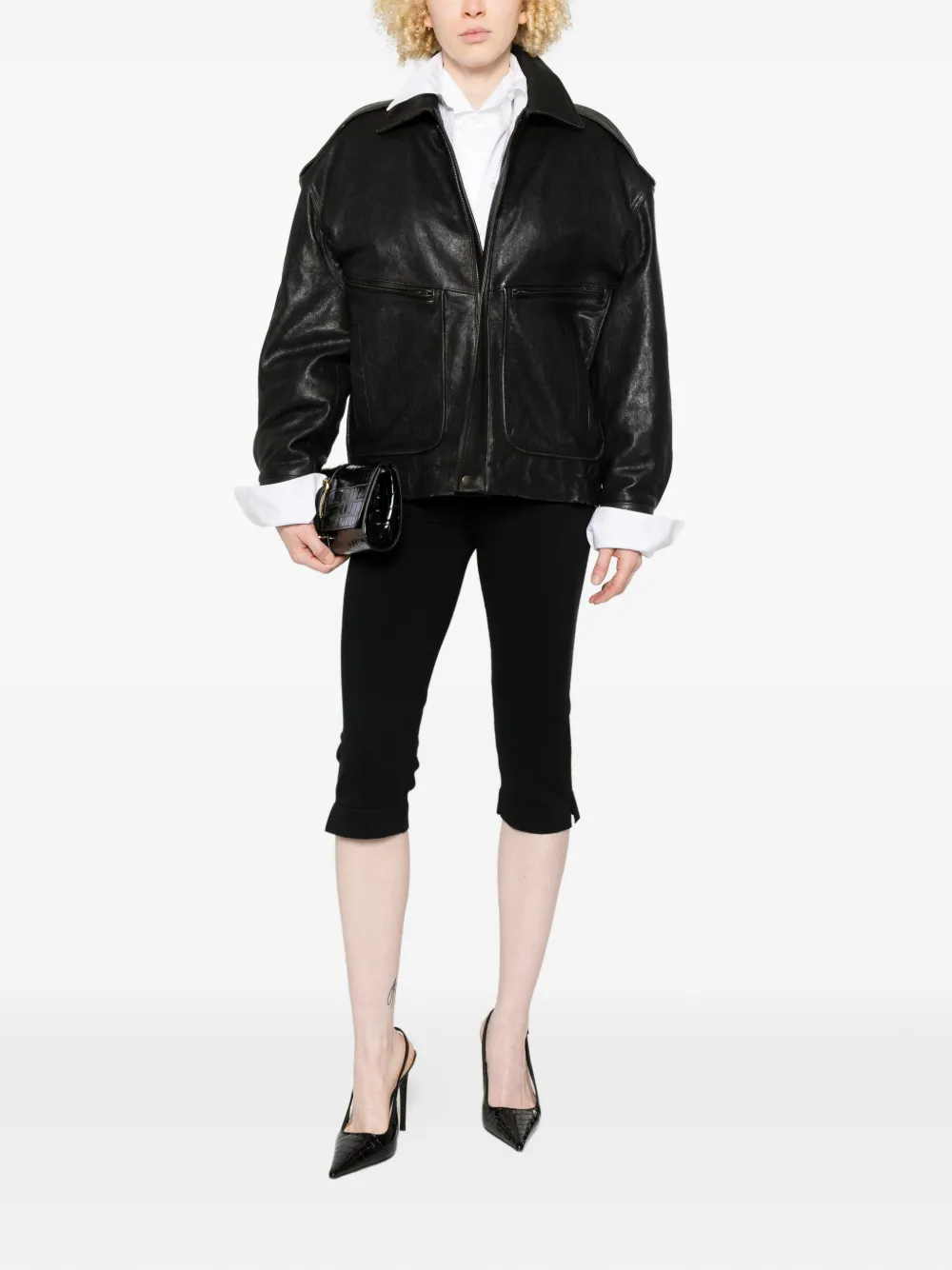  Saint Laurent Leather Jacket - Black 