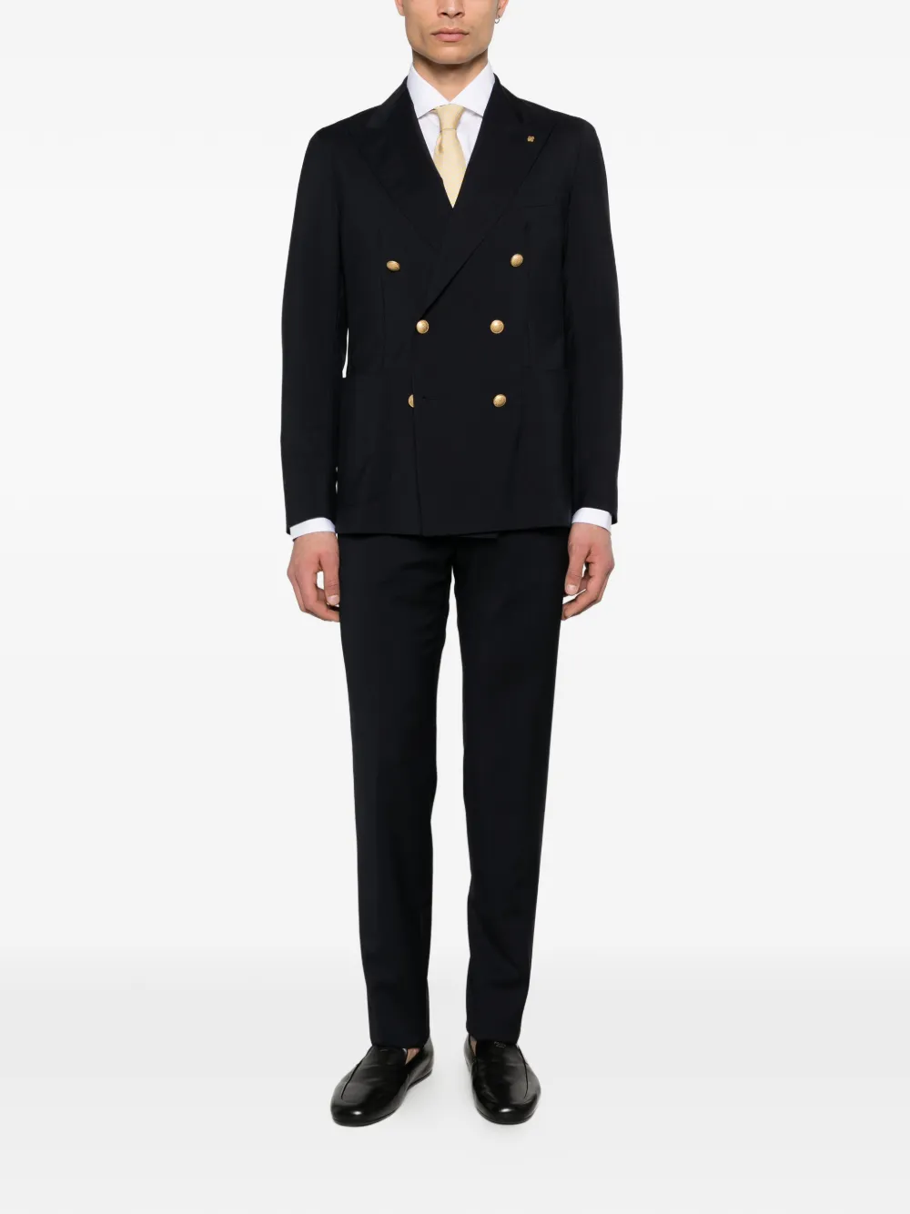 double-breasted buttoned suit