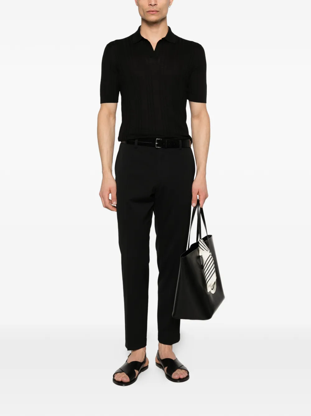 Tagliatore Darnel T-shirt met verticale streep Zwart