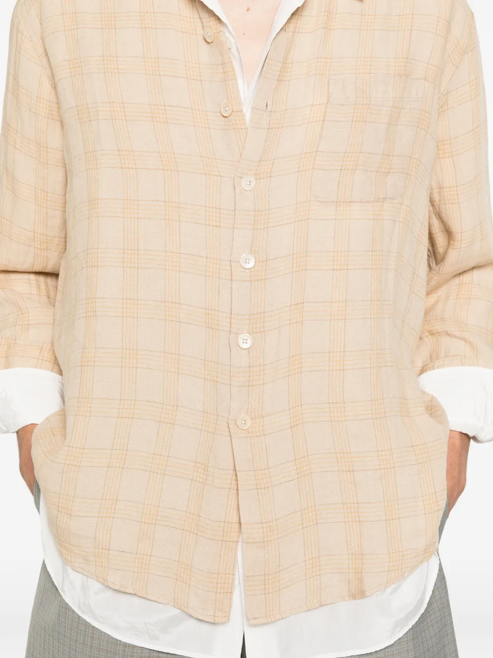 OUR LEGACY Above geruit overhemd Beige