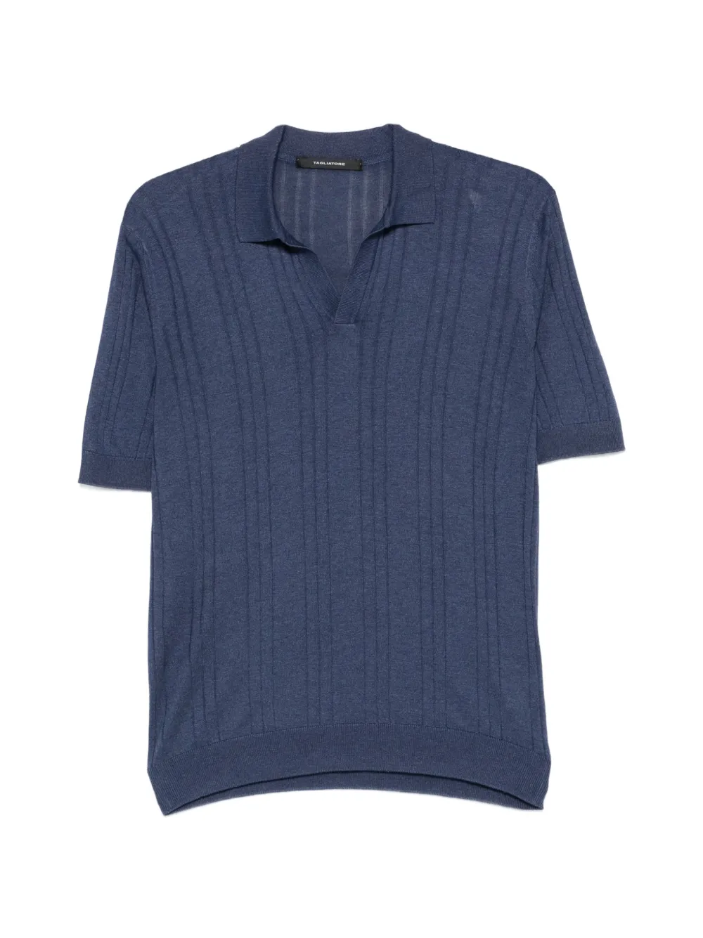Tagliatore Darnel V-neck ribbed polo shirt - Blau