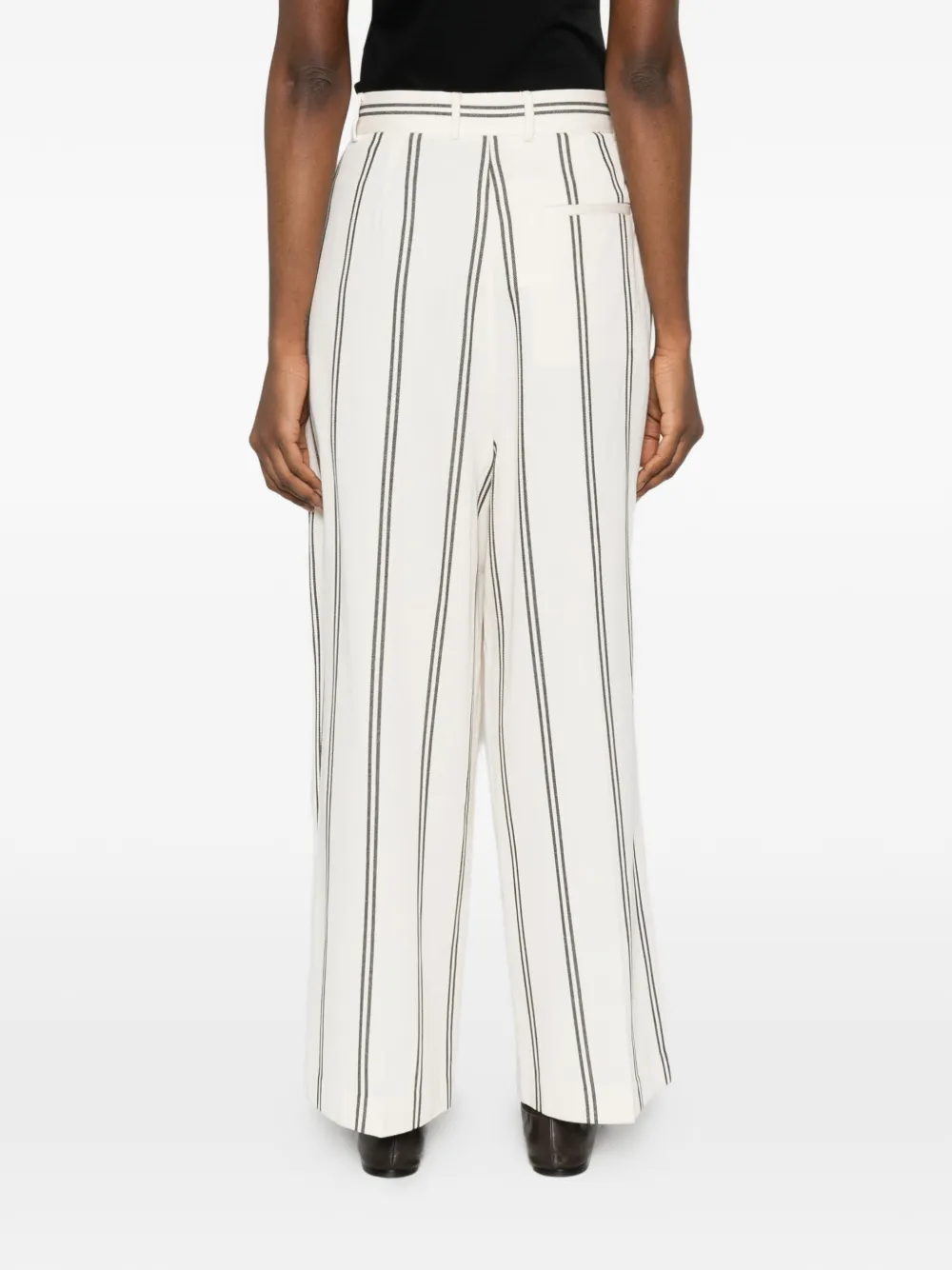 Stripe-Pattern Pleated Trousers