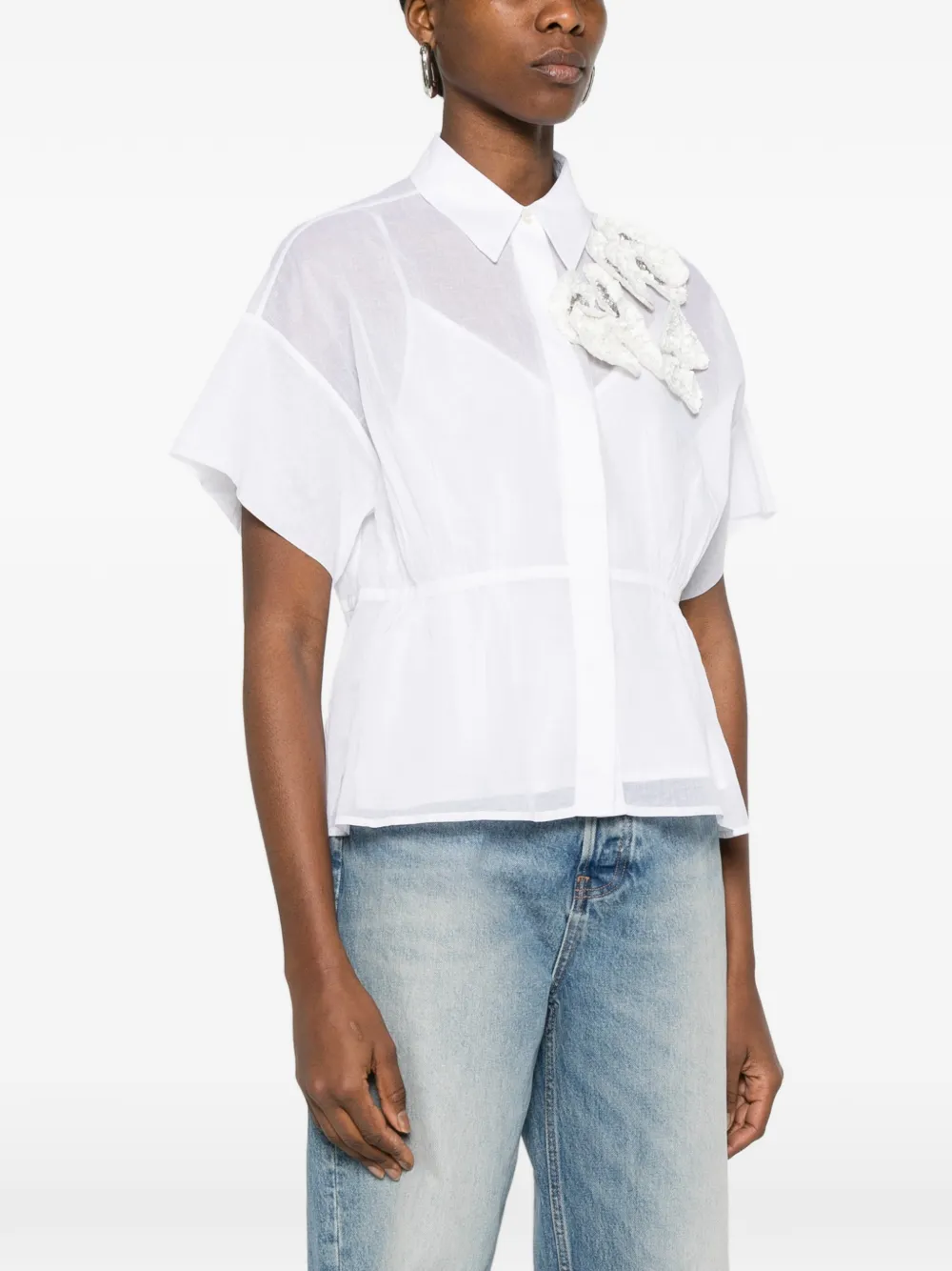  Psophia Floral-appliqué Shirt - White 