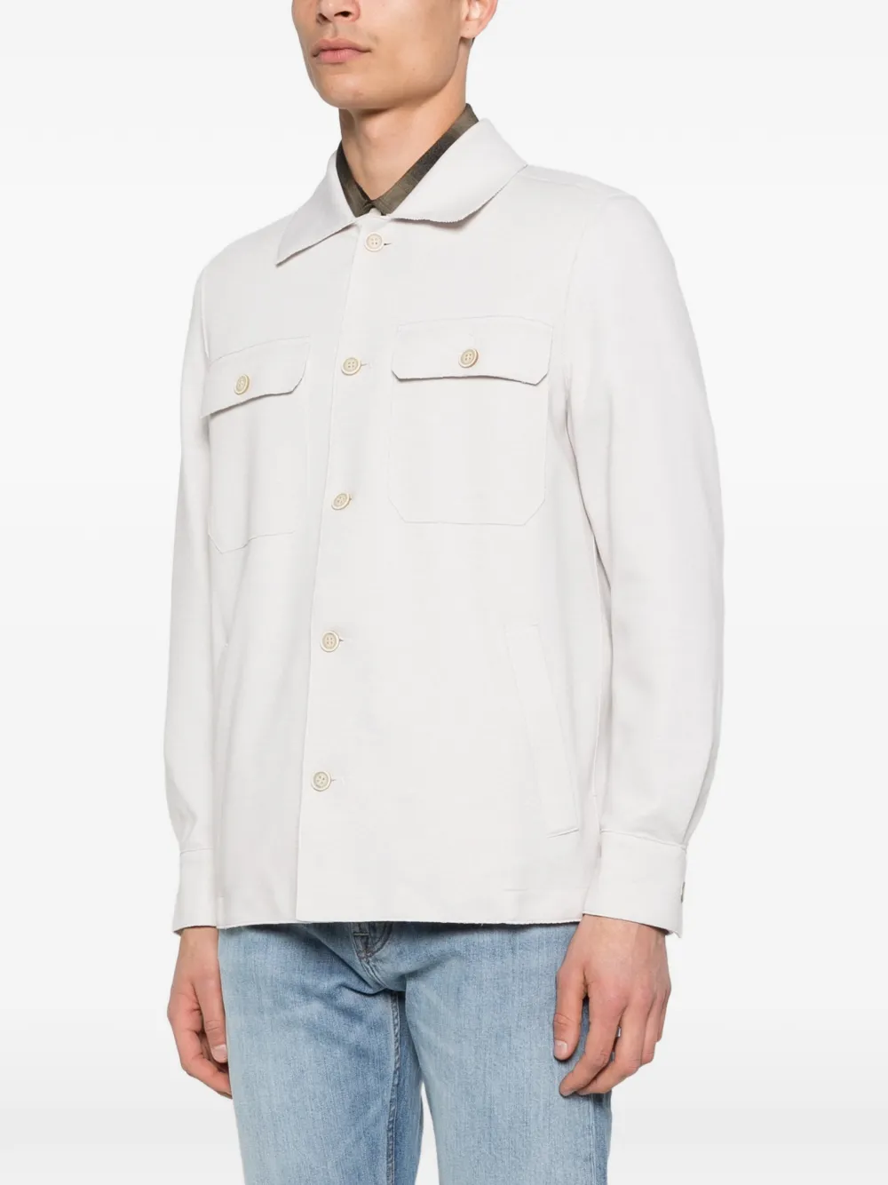  Eleventy Buttoned Shirt Jacket - Grey 