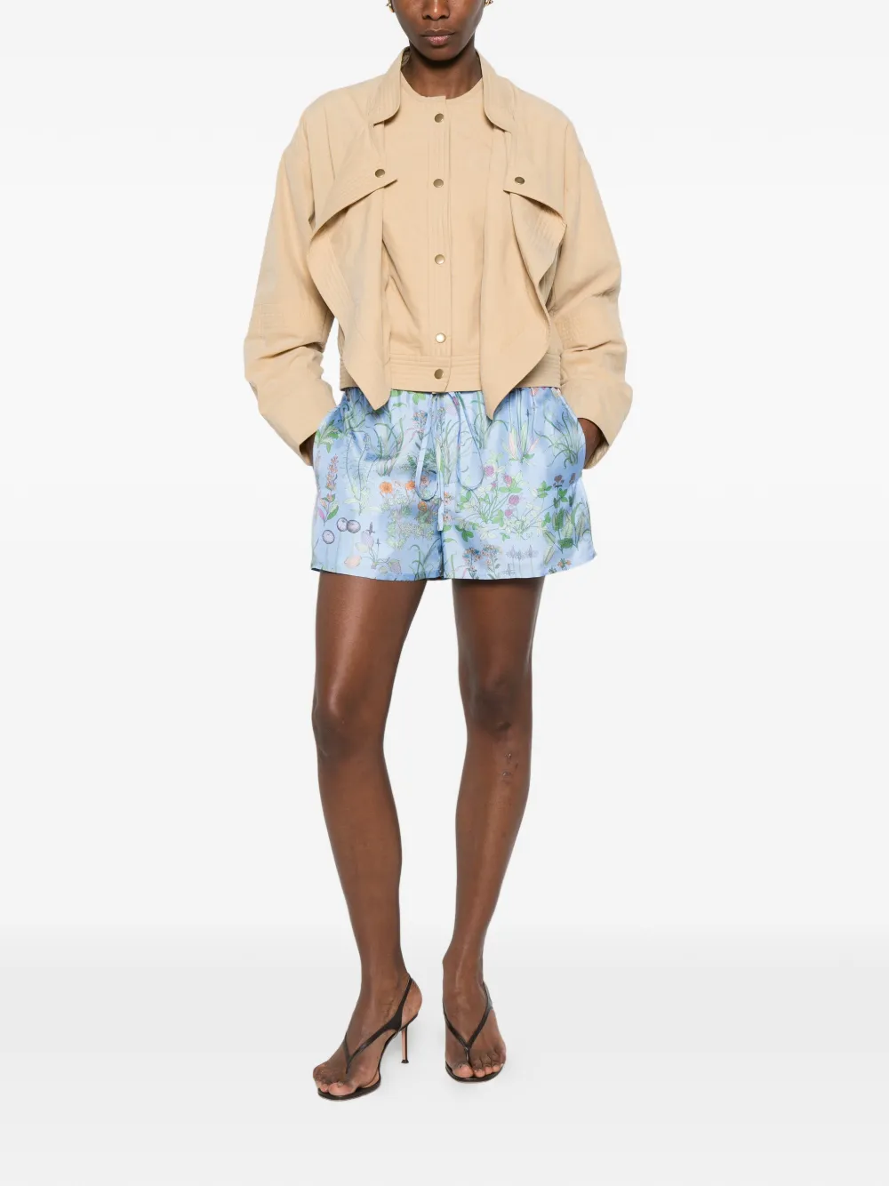  Gucci Bermudas Con Estampado Floral - Azul 