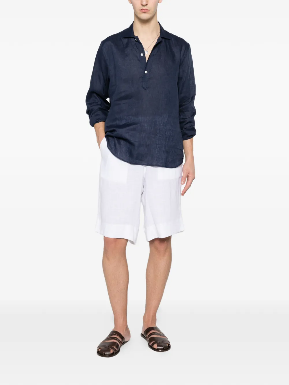 Tagliatore Poloshirt met lange mouwen Blauw
