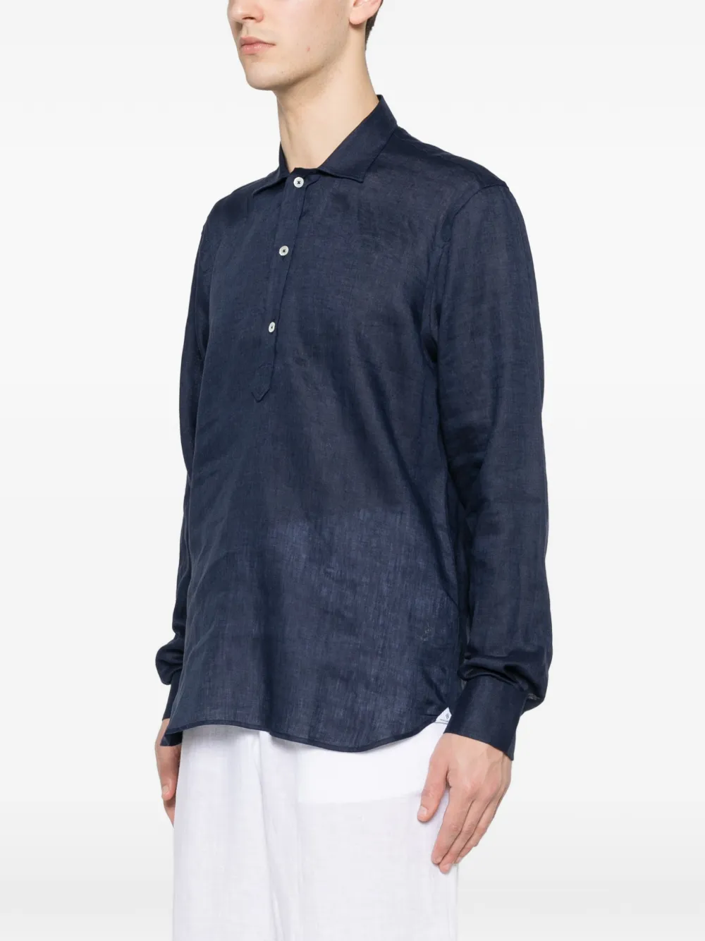 Tagliatore Poloshirt met lange mouwen Blauw