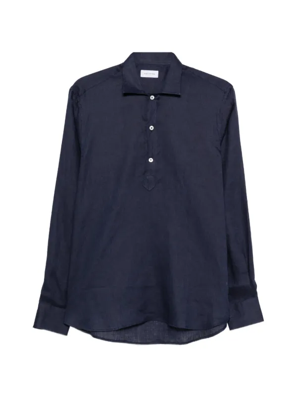Tagliatore Long-sleeve Polo Shirt in Blue