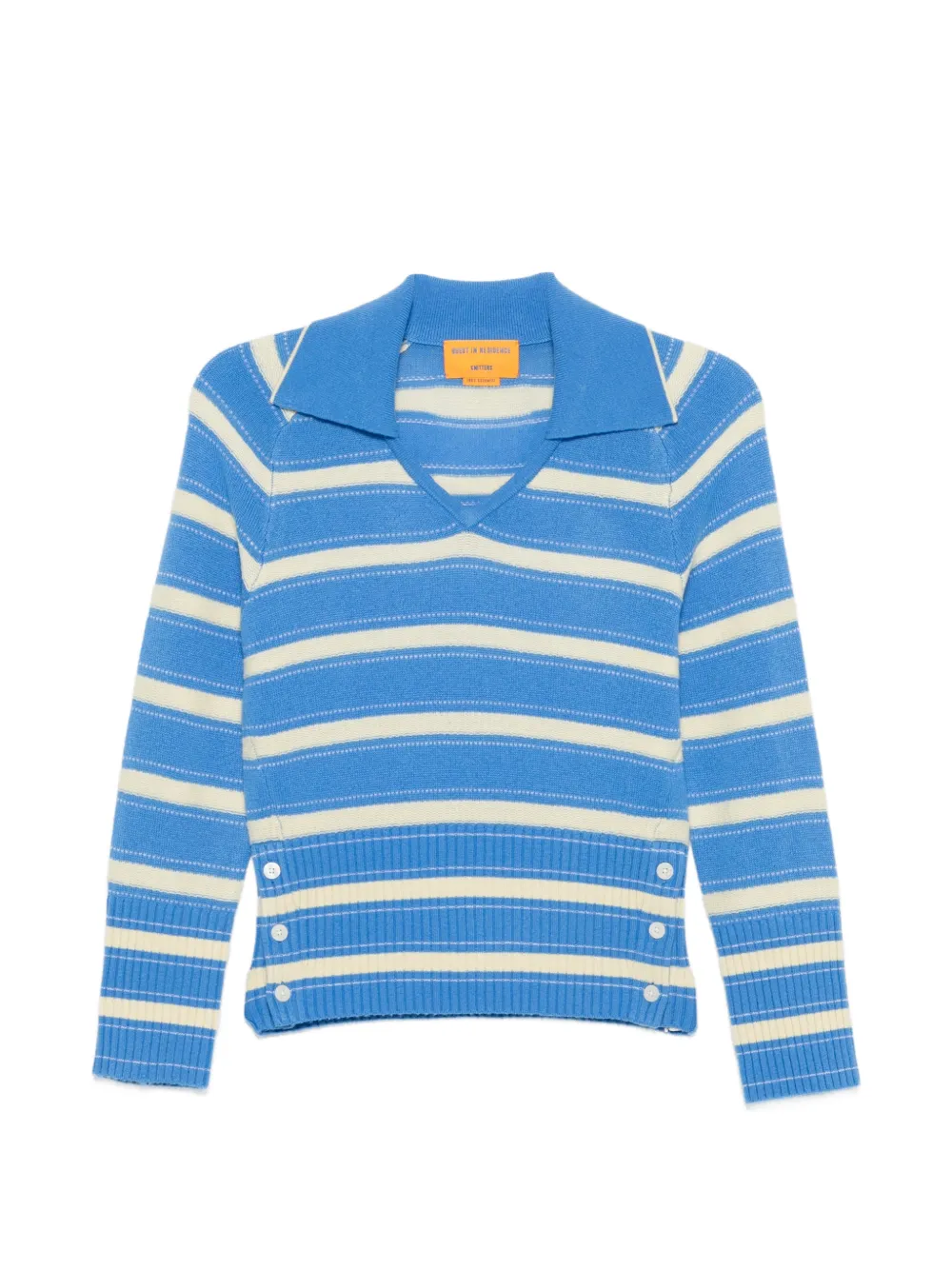 Guest In Residence Port striped button sweater - Blue