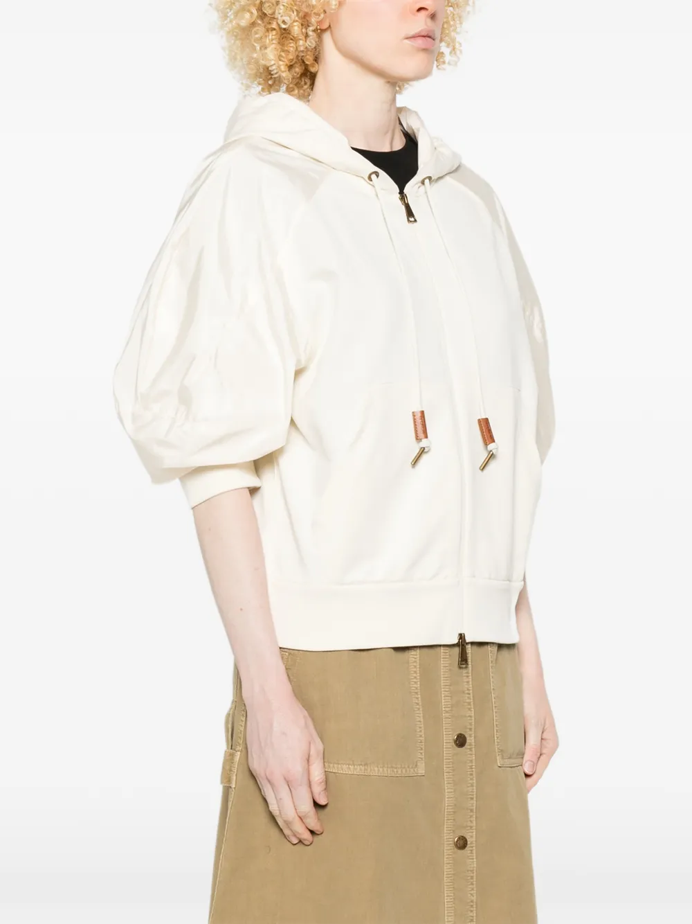 Moncler Jack met capuchon en pofmouwen Beige