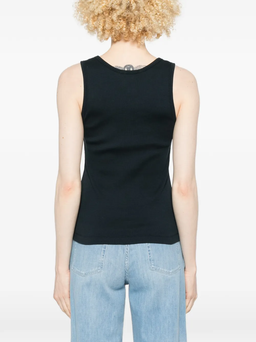 Maison Kitsuné Geribbelde tanktop met embleem Blauw