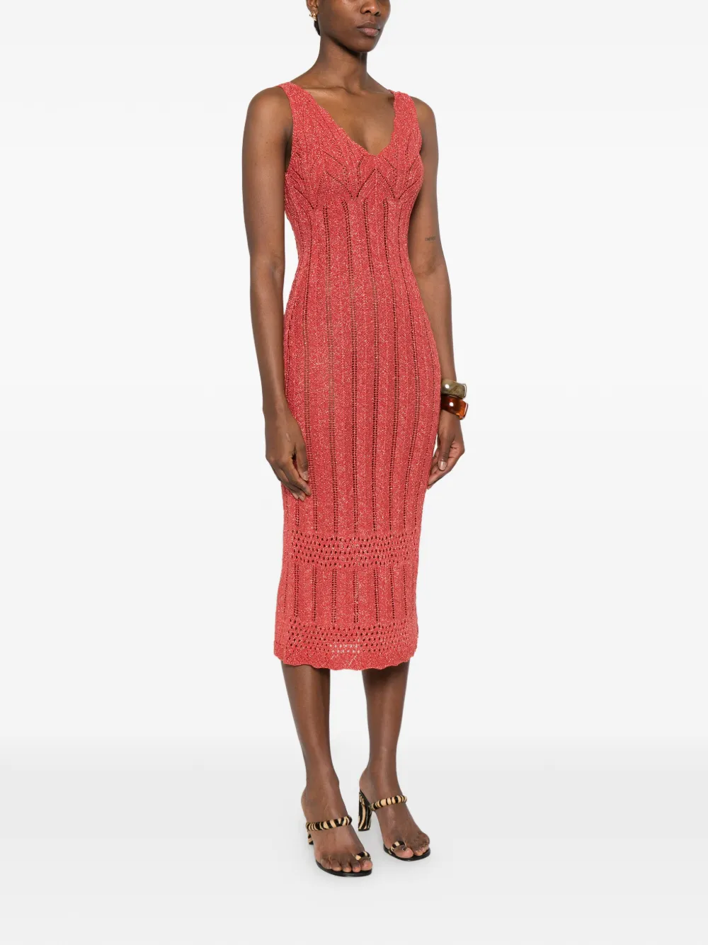 TWINSET Gebreide maxi-jurk met lurex Rood
