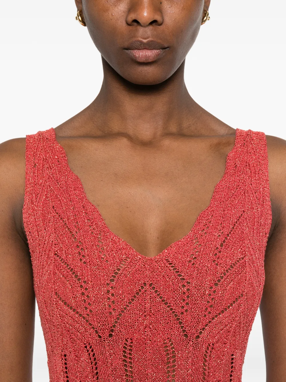 TWINSET Gebreide maxi-jurk met lurex Rood