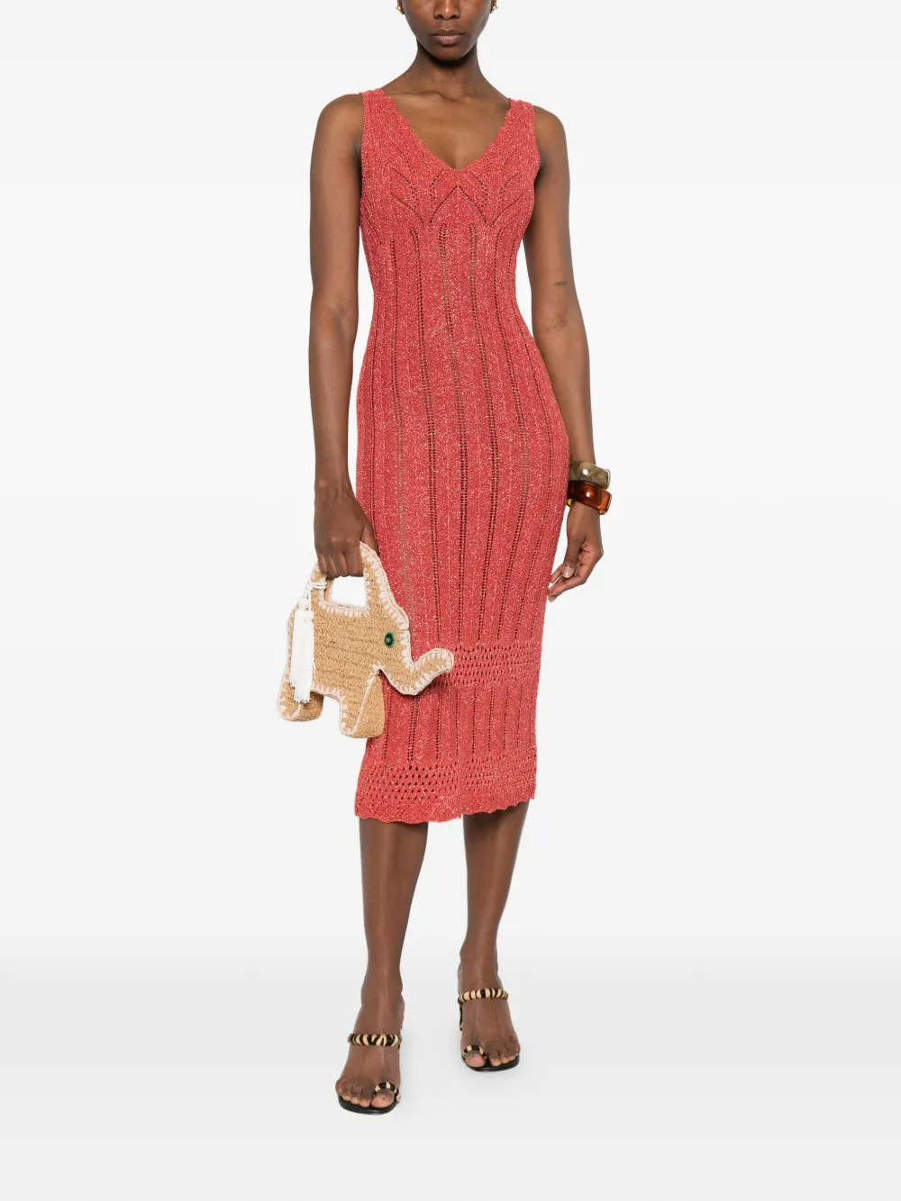 TWINSET Gebreide maxi-jurk met lurex Rood