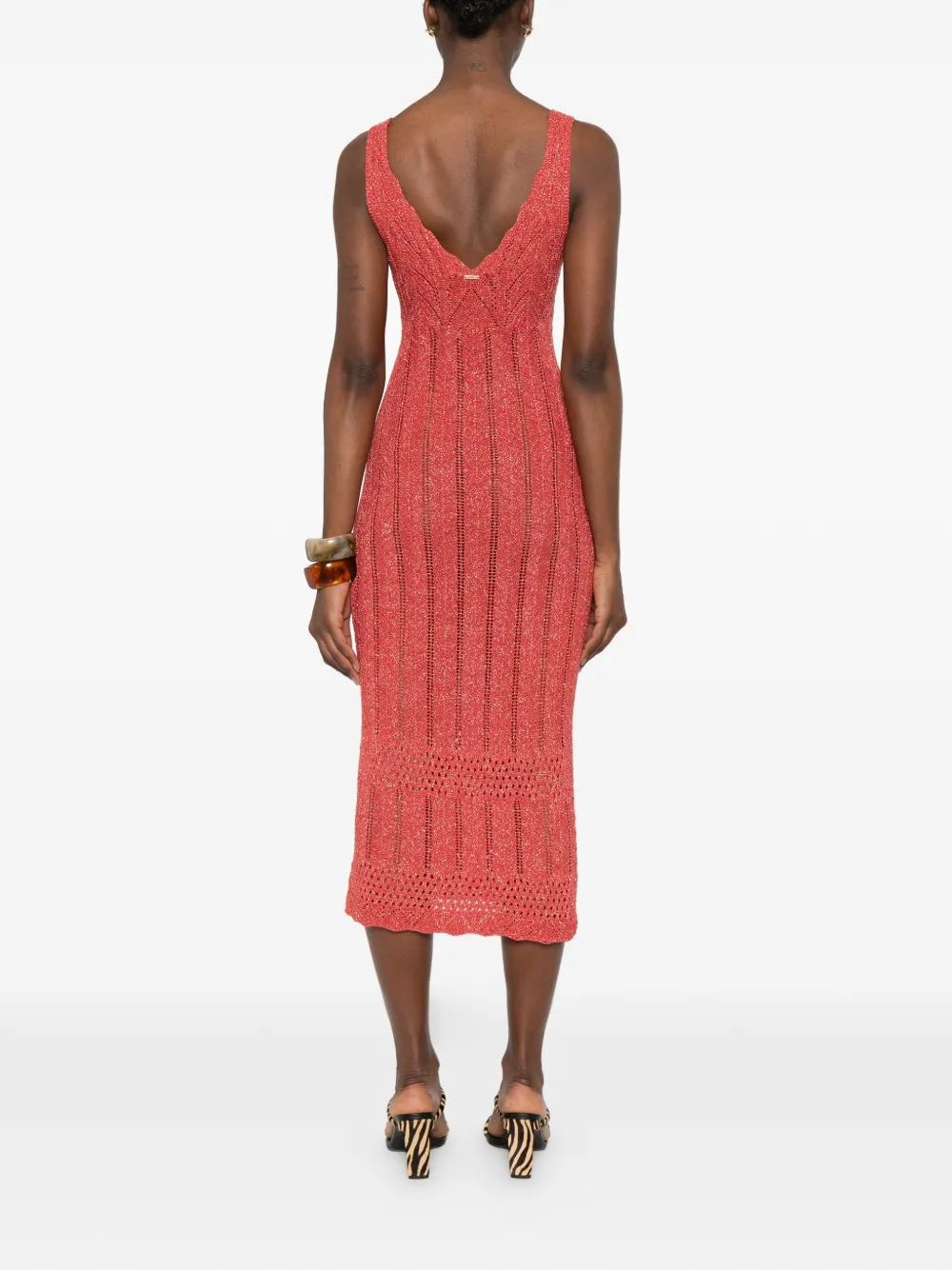TWINSET Gebreide maxi-jurk met lurex Rood
