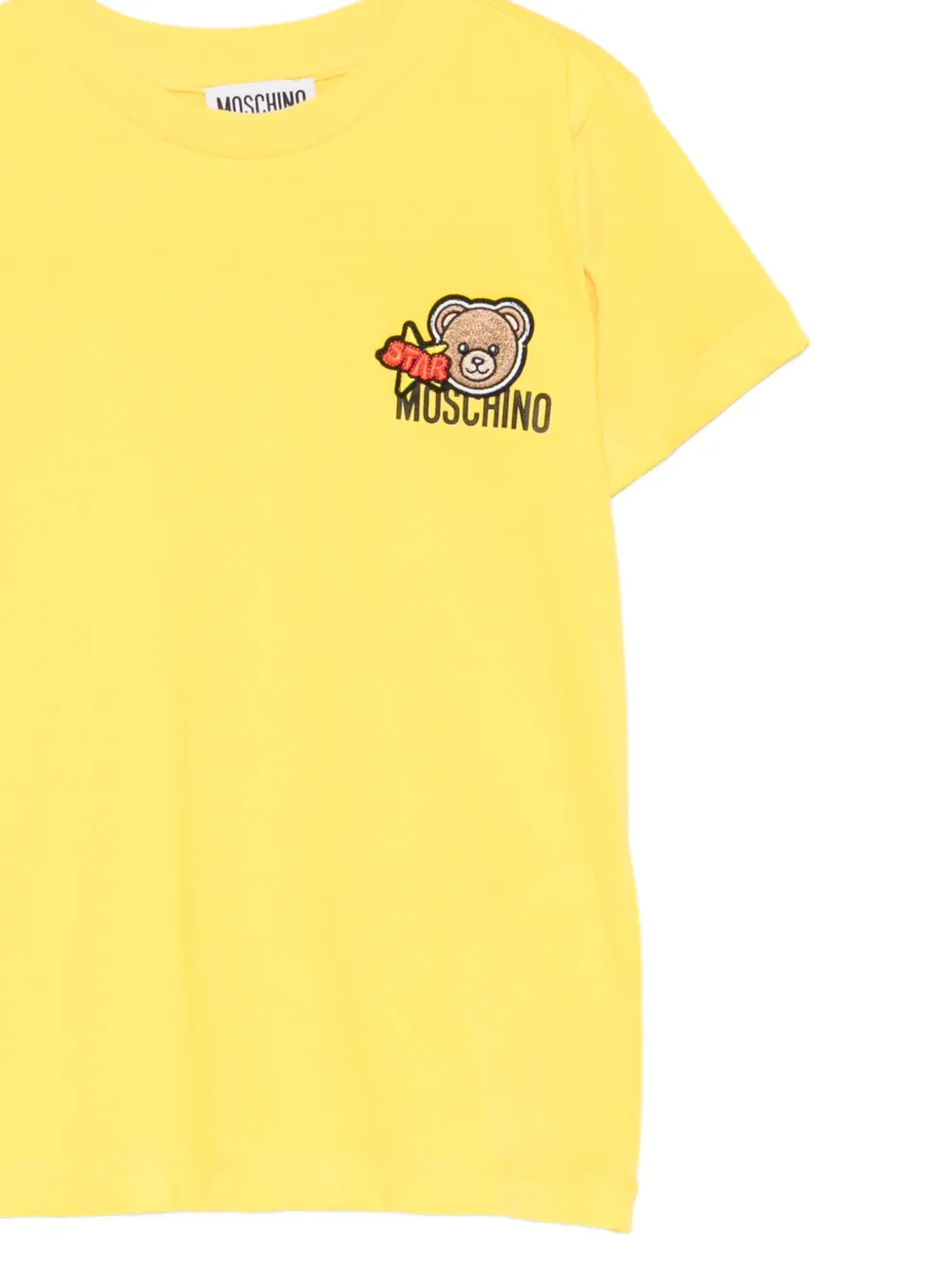 Moschino Kids T-shirt met geborduurd logo Geel