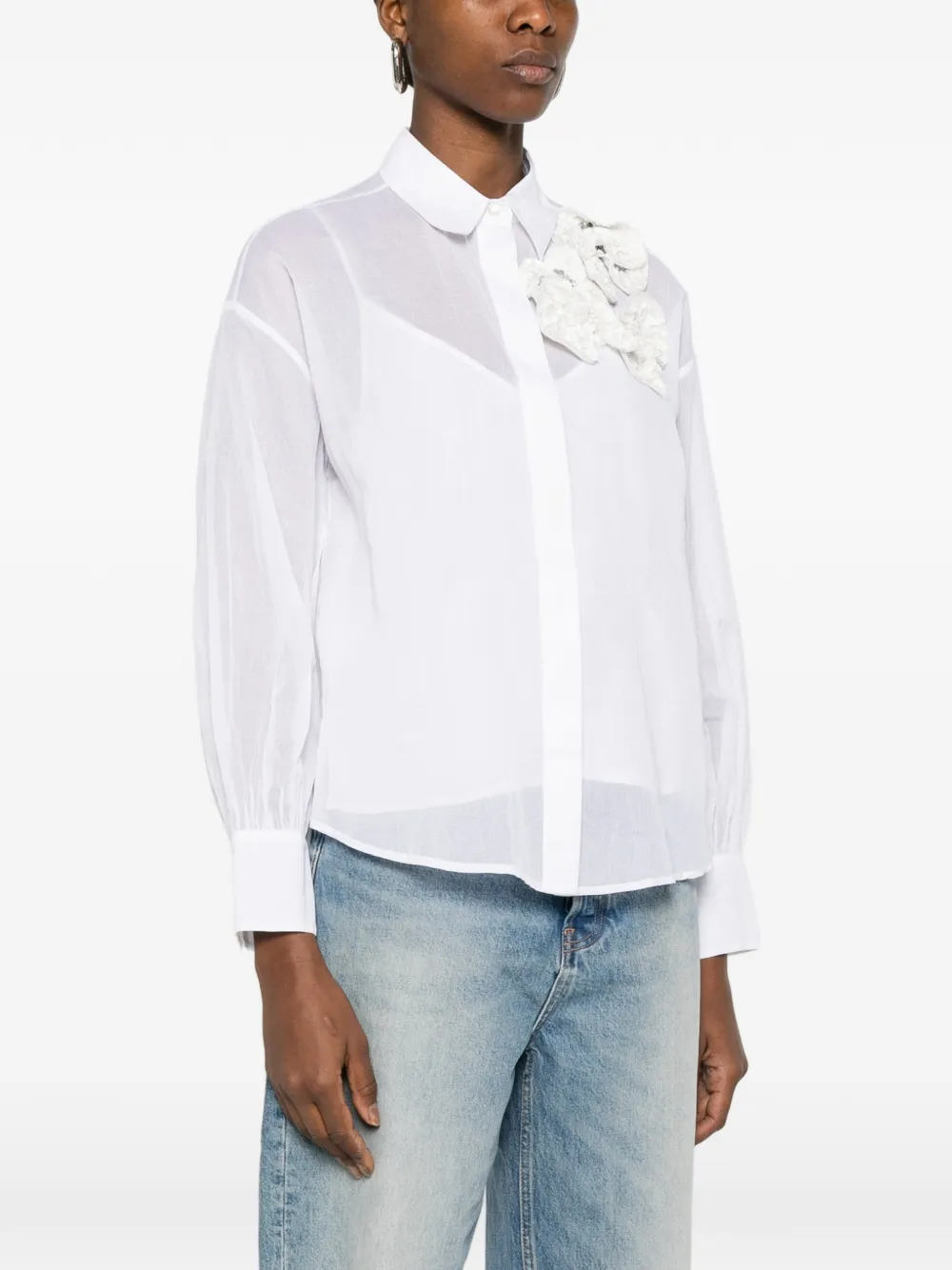  Psophia Floral-appliquéd Shirt - White 