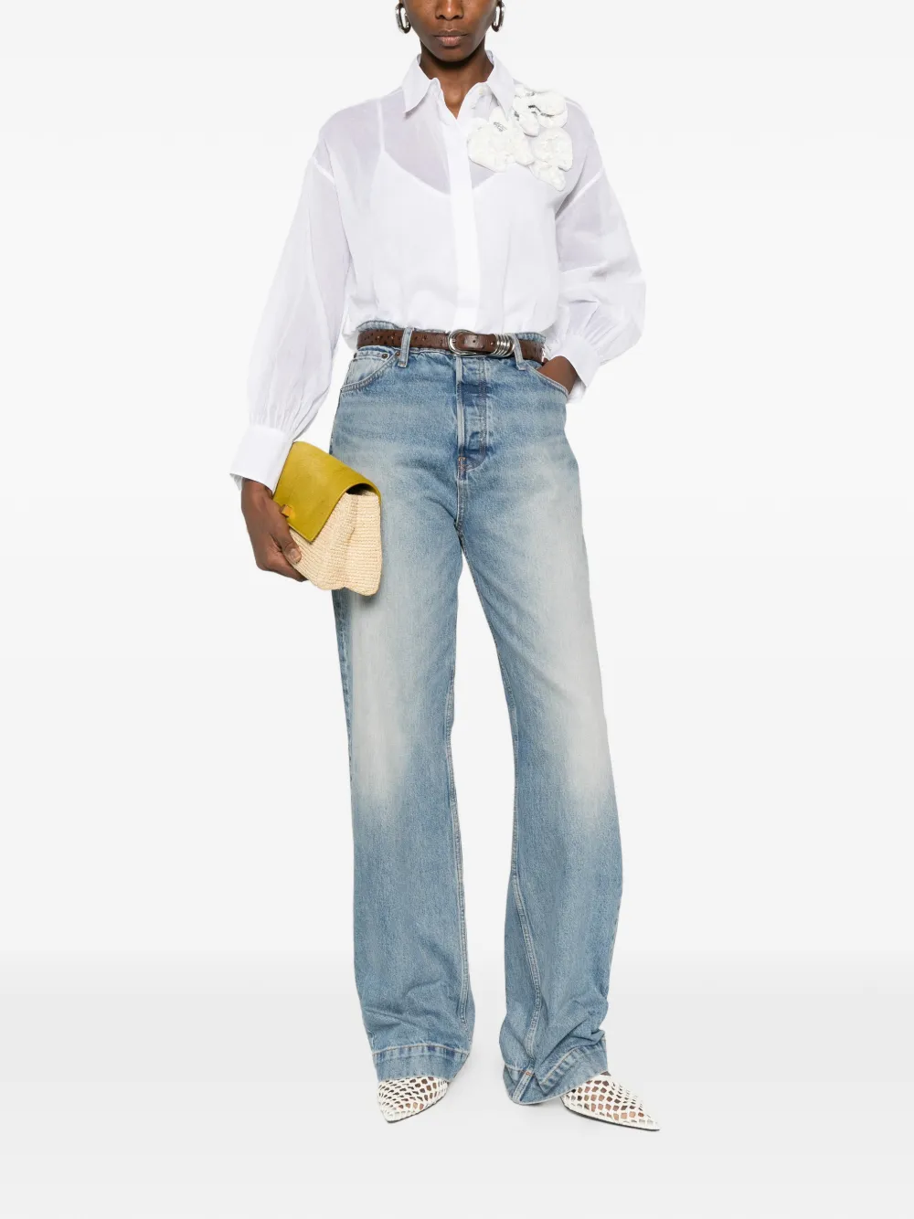  Psophia Floral-appliquéd Shirt - White 