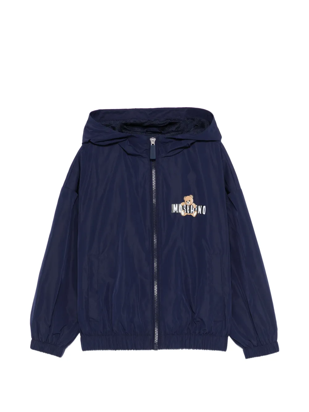 Moschino Kids teddy-print hooded jacket - Blu