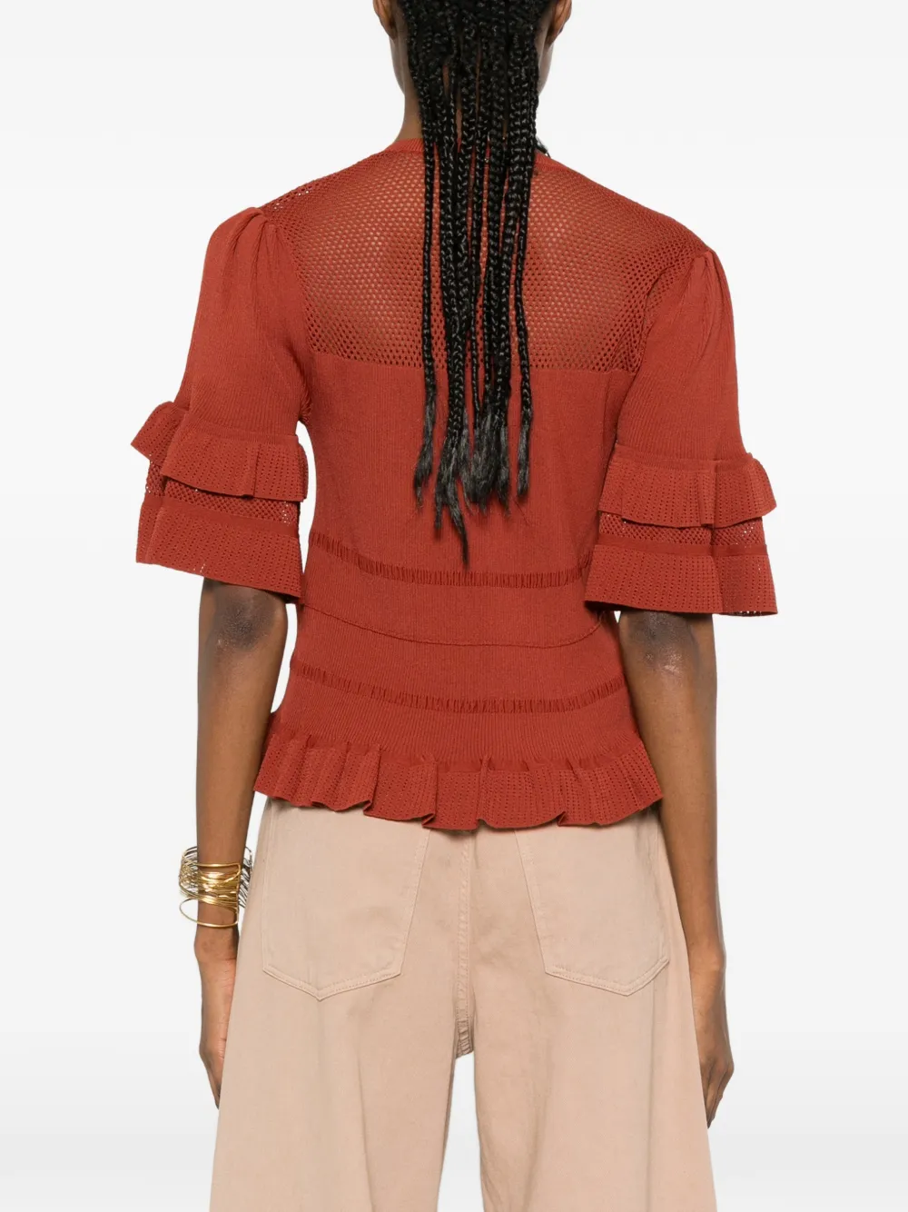 TWINSET Gebreide top met ruches Bruin