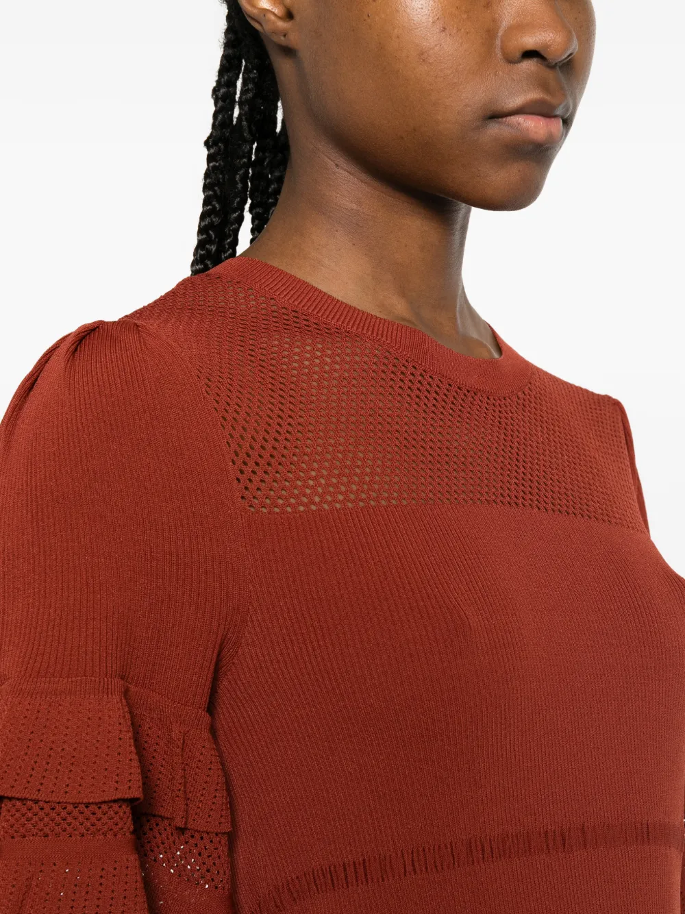 TWINSET Gebreide top met ruches Bruin