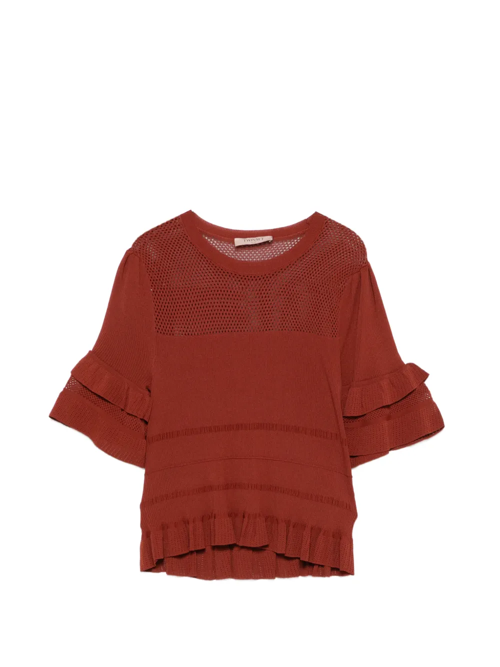 TWINSET ruffled knitted top - Marrone