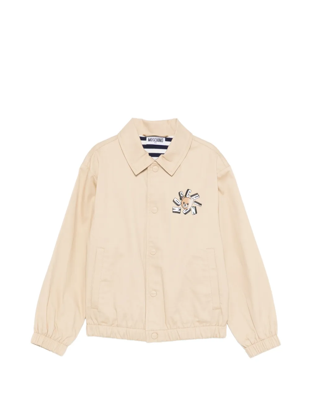 Moschino Kids logo-print bomber jacket - Toni neutri
