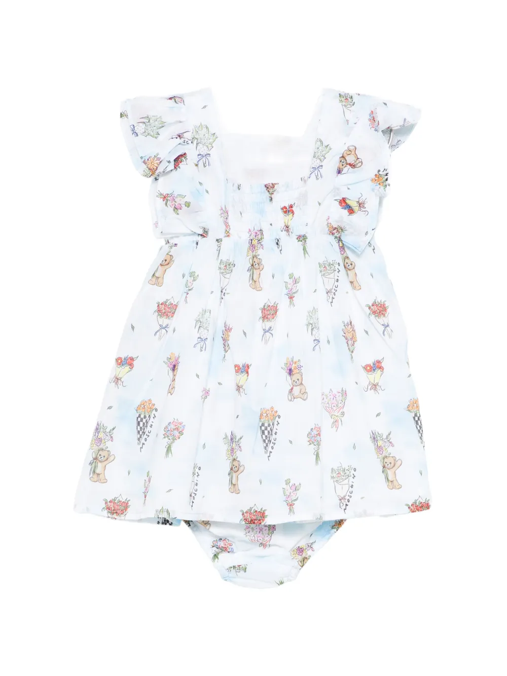 Moschino Kids Midi-jurk met ruches Blauw