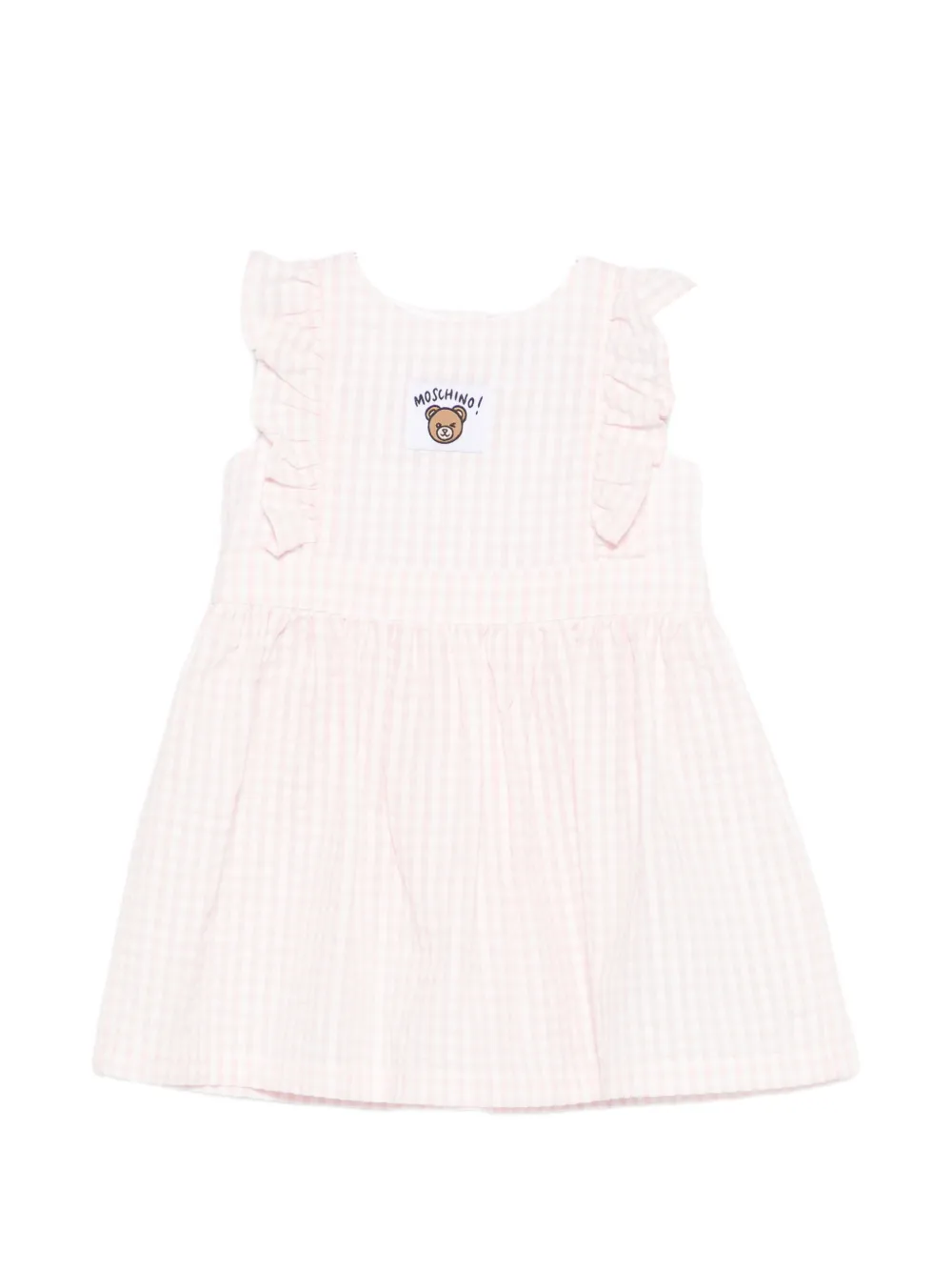 Moschino Kids gingham-pattern ruffled dress - Rosa