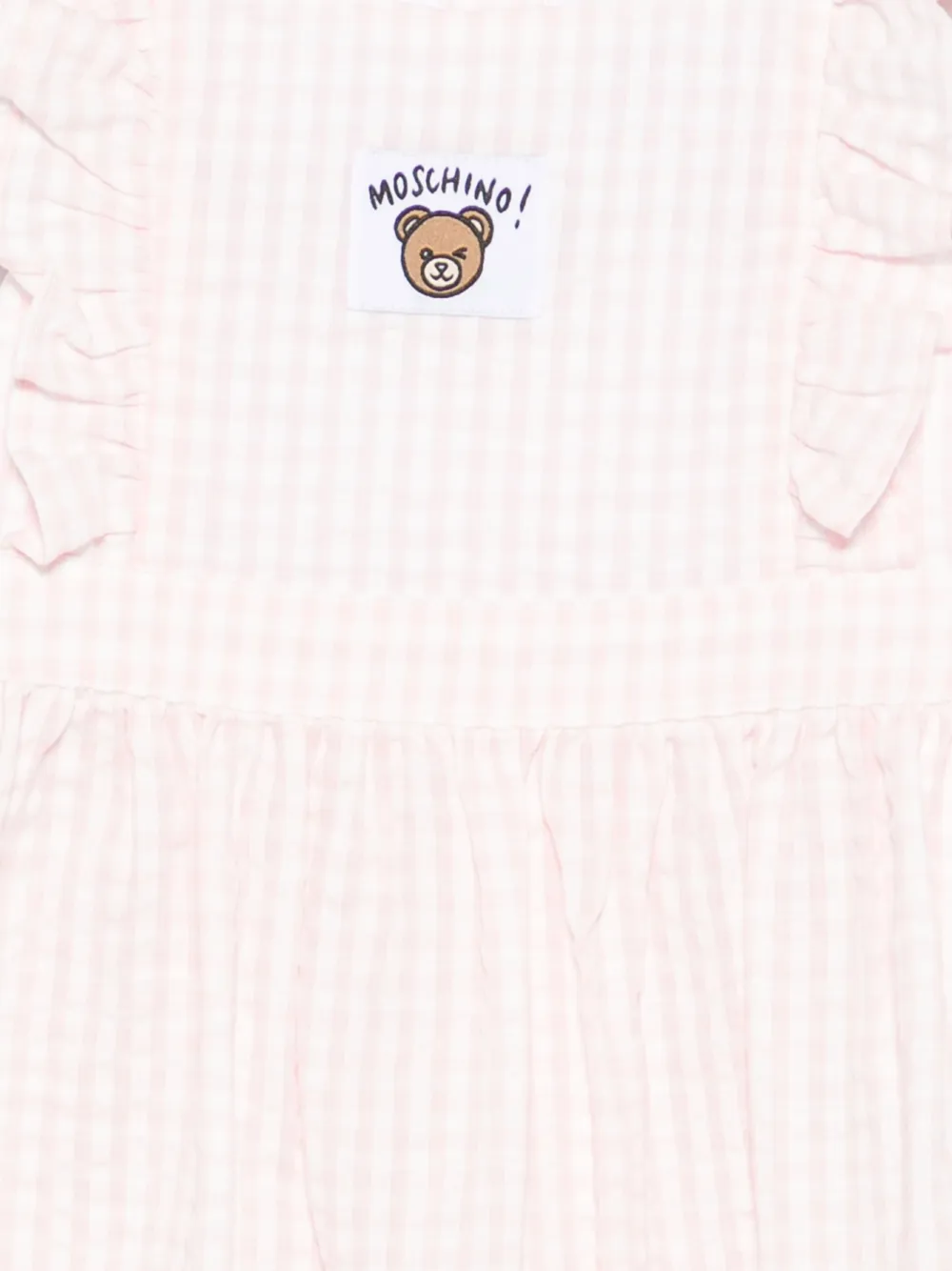 Moschino Kids Jurk met gingham ruit en ruches Roze