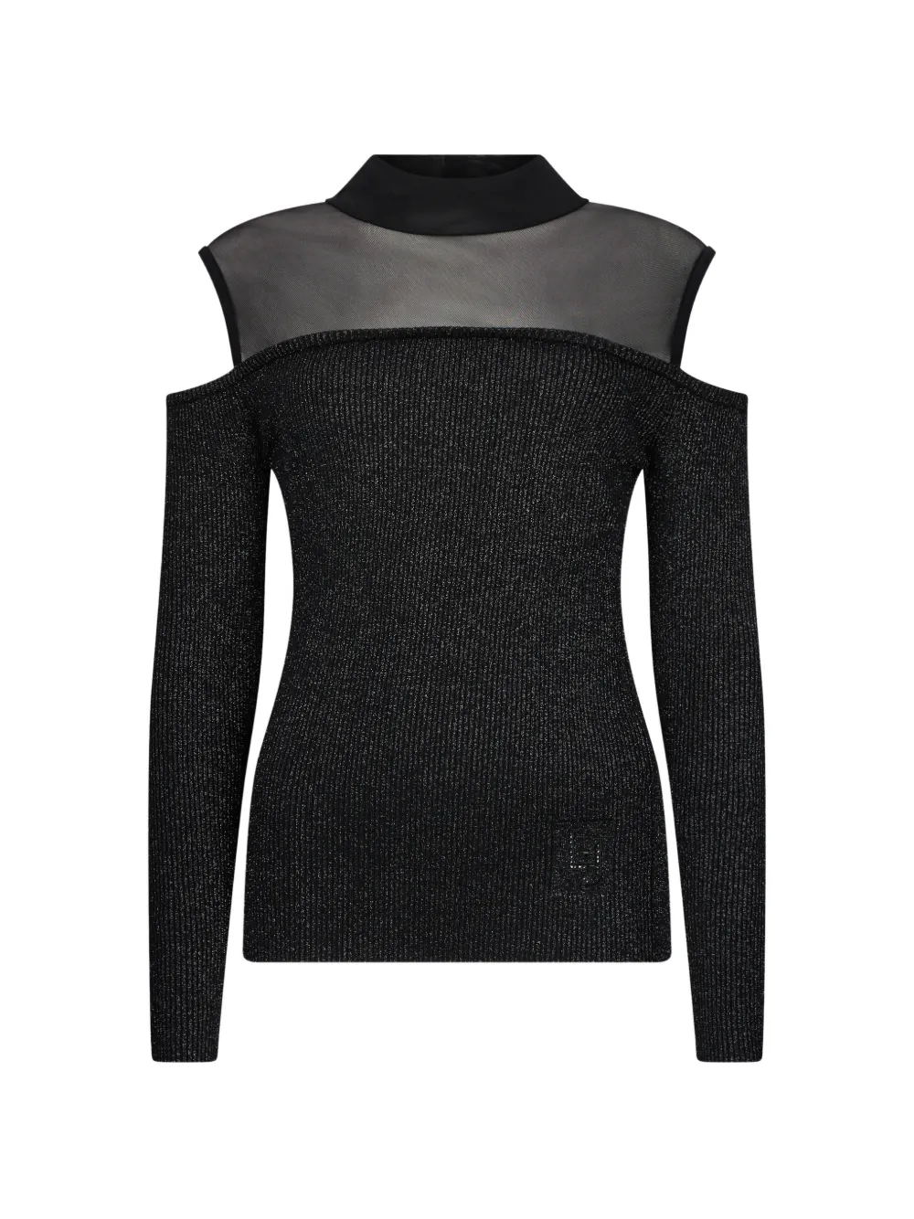 LIU JO mesh insert cold-shoulder T-shirt - Nero