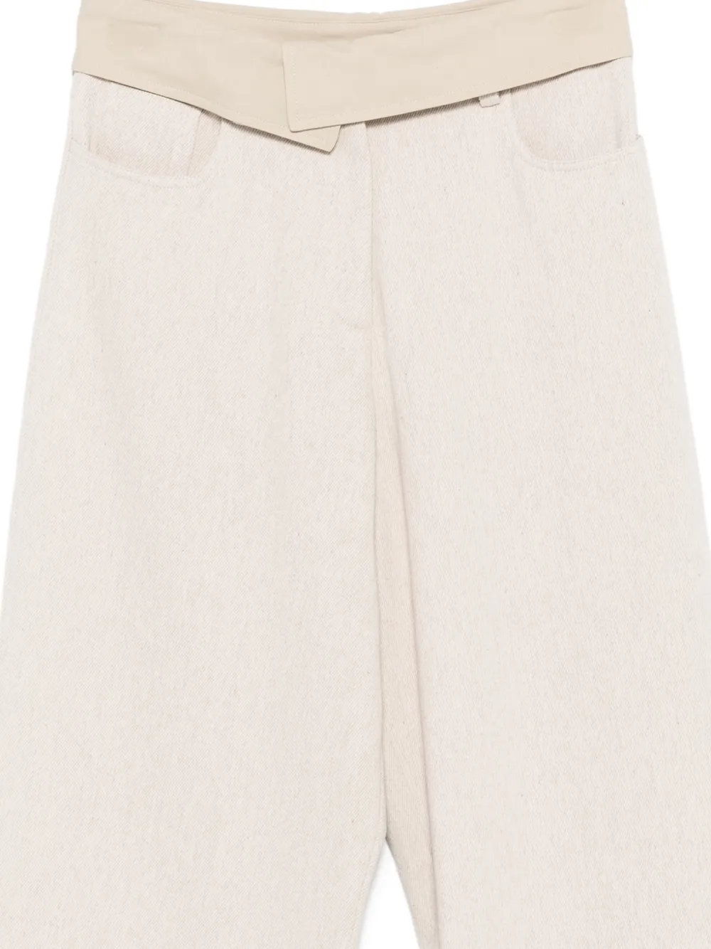 Alysi Pantalon met contrasterende taille Beige